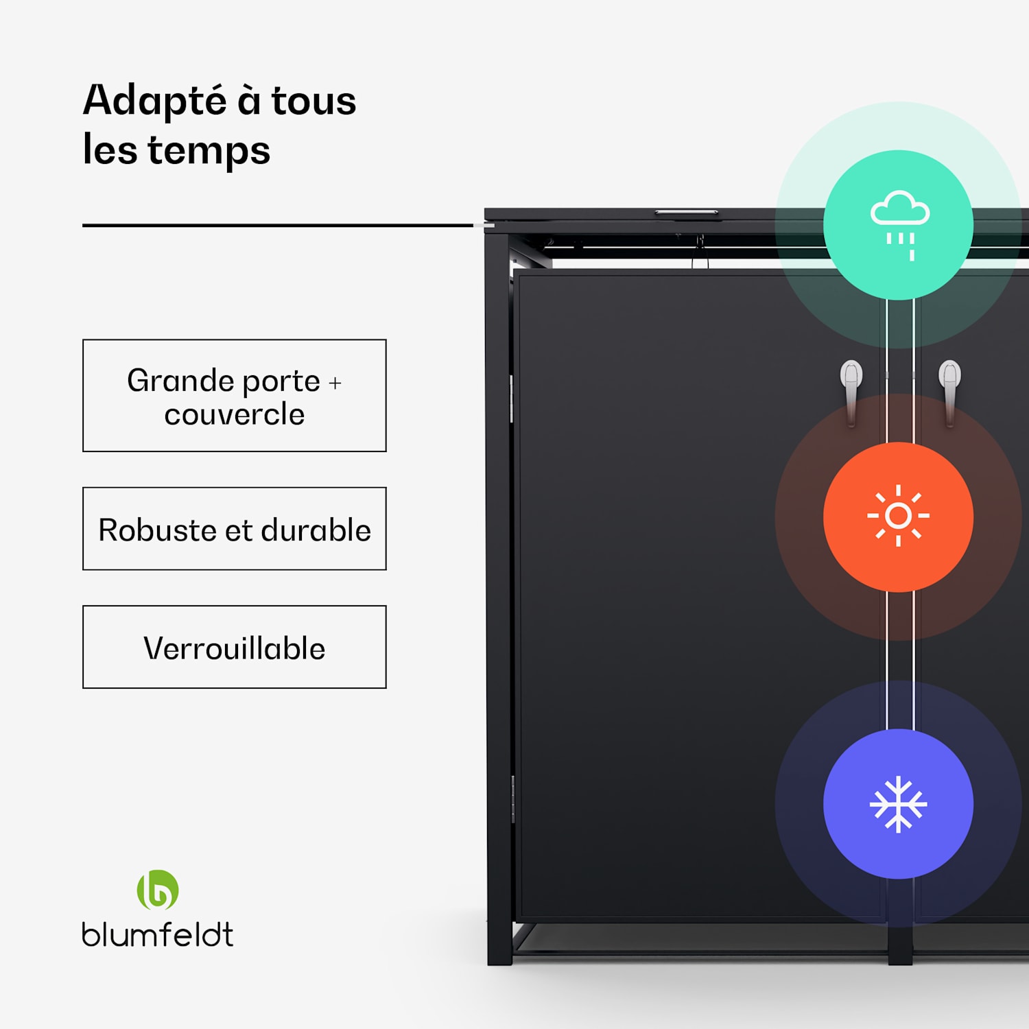 BinSafe conteneur à poubelles 2 poubelles 240 L résistant aux intempéries, verrouillable, acier galvanisé 