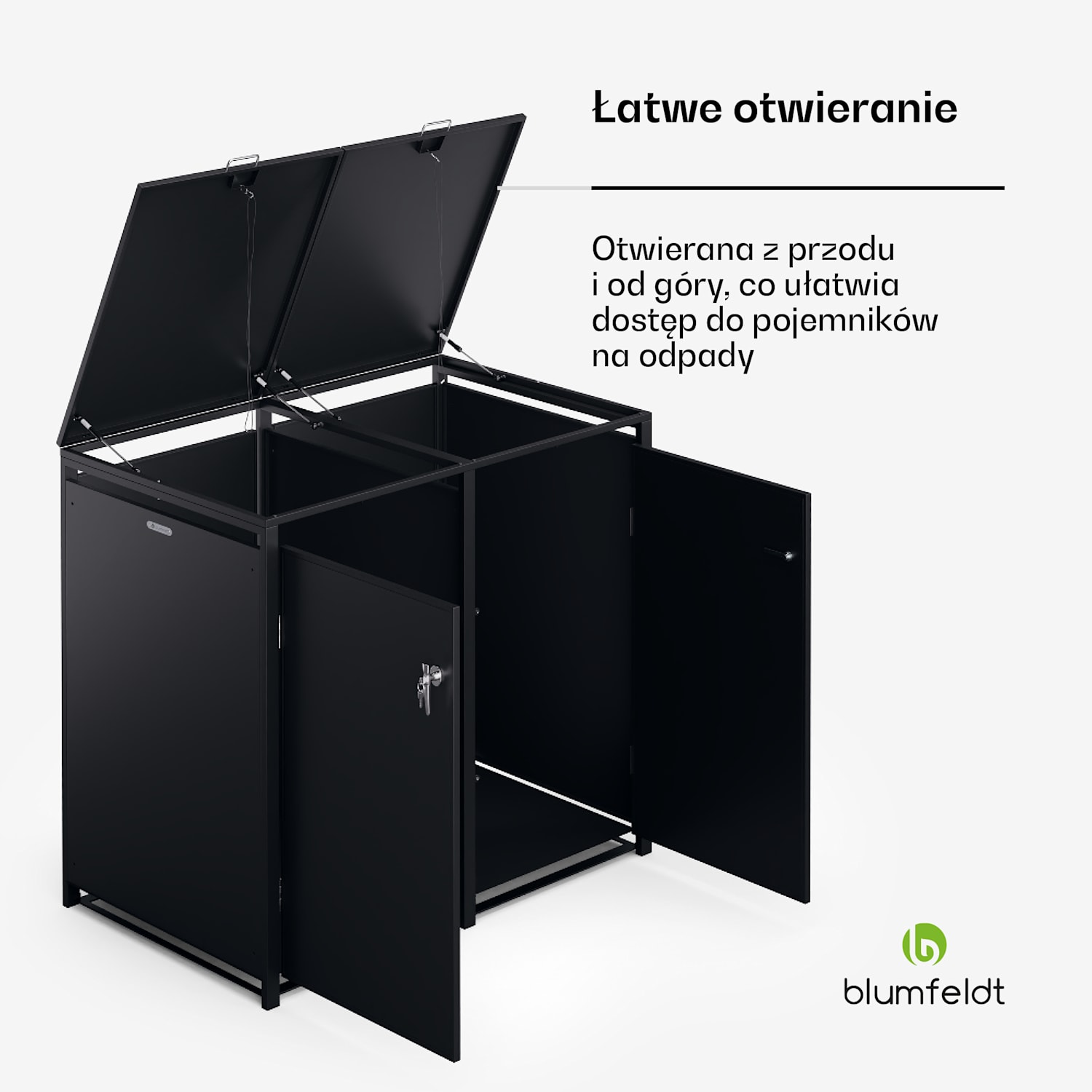 BinSafe, zabudowa na pojemniki na odpady, 2 pojemniki, 240 l, odporna na warunki atmosferyczne, zamykana na klucz, stal ocynkowana 