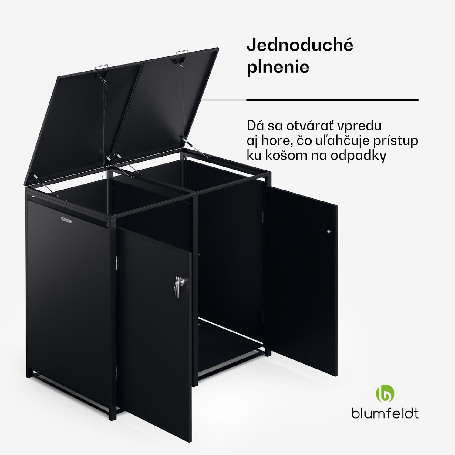 BinSafe, box na odpadky, 2 odpadkové koše, 240 l, uzamykateľný, pozinkovaná oceľ odolná voči poveternostným vplyvom 