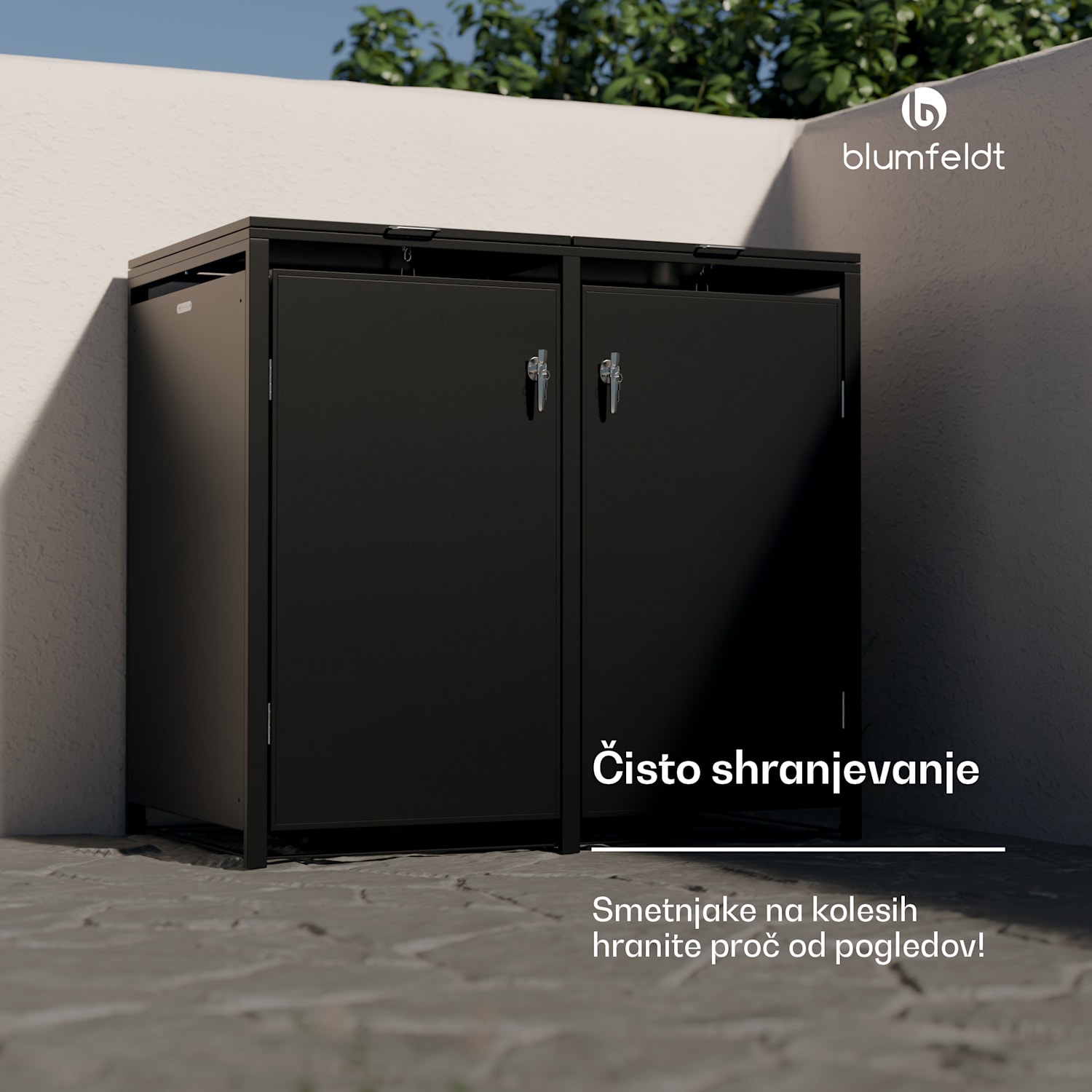 BinSafe kontejner za smeti, 2 koša za odpadke, 240 L, vremensko odporna streha za sajenje iz pocinkanega jekla, ki jo je mogoče zakleniti 