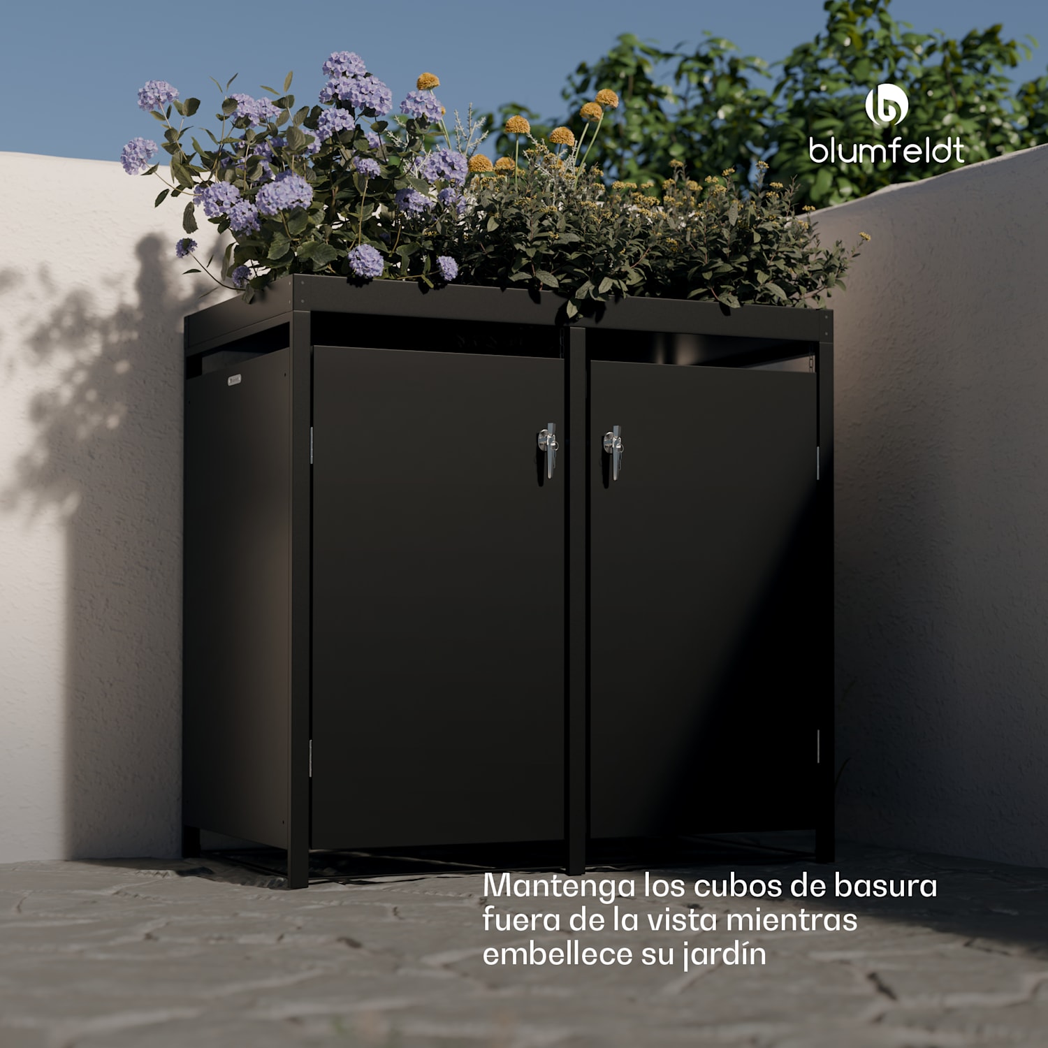 BinSafe caja de basura 2 cubos de hasta 240 L resistente a la intemperie con cerradura acero galvanizado se puede plantar 