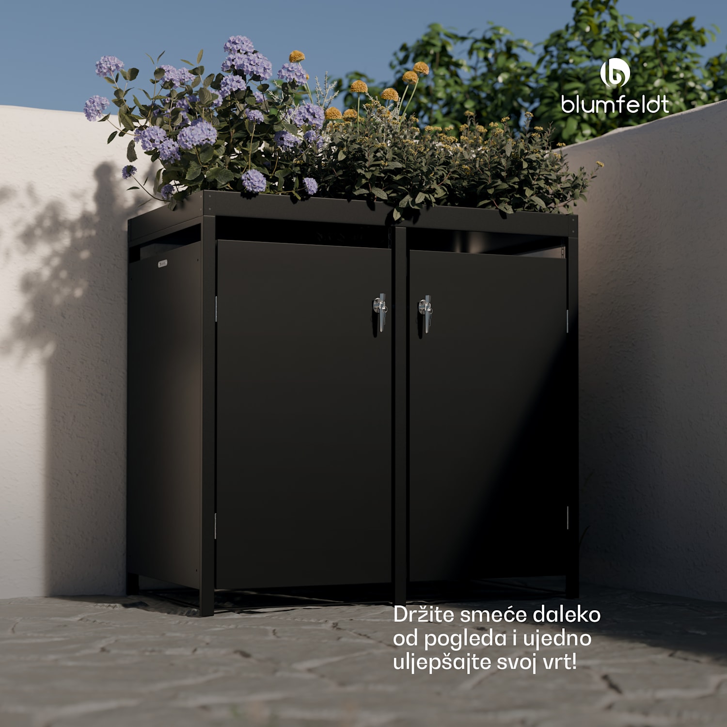 BinSafe Kutija za otpatke 2 kante 240L krov za sadnju od pocinčanog čelika otporan na vremenske uvjete koji se može zaključati