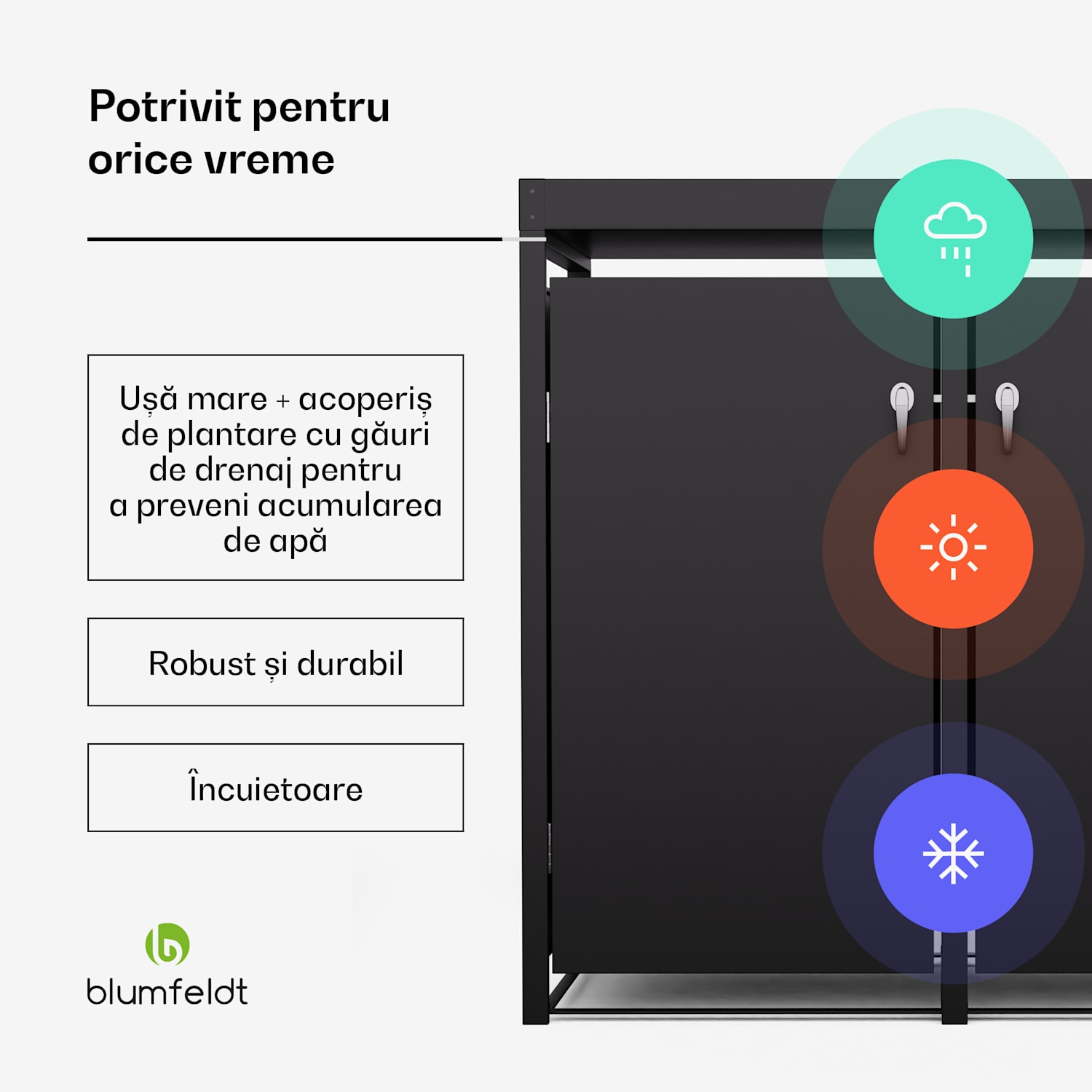 BinSafe, coș de gunoi, 2 coșuri de gunoi, 240 l, cu încuietoare, din oțel galvanizat rezistent la intemperii, acoperiș