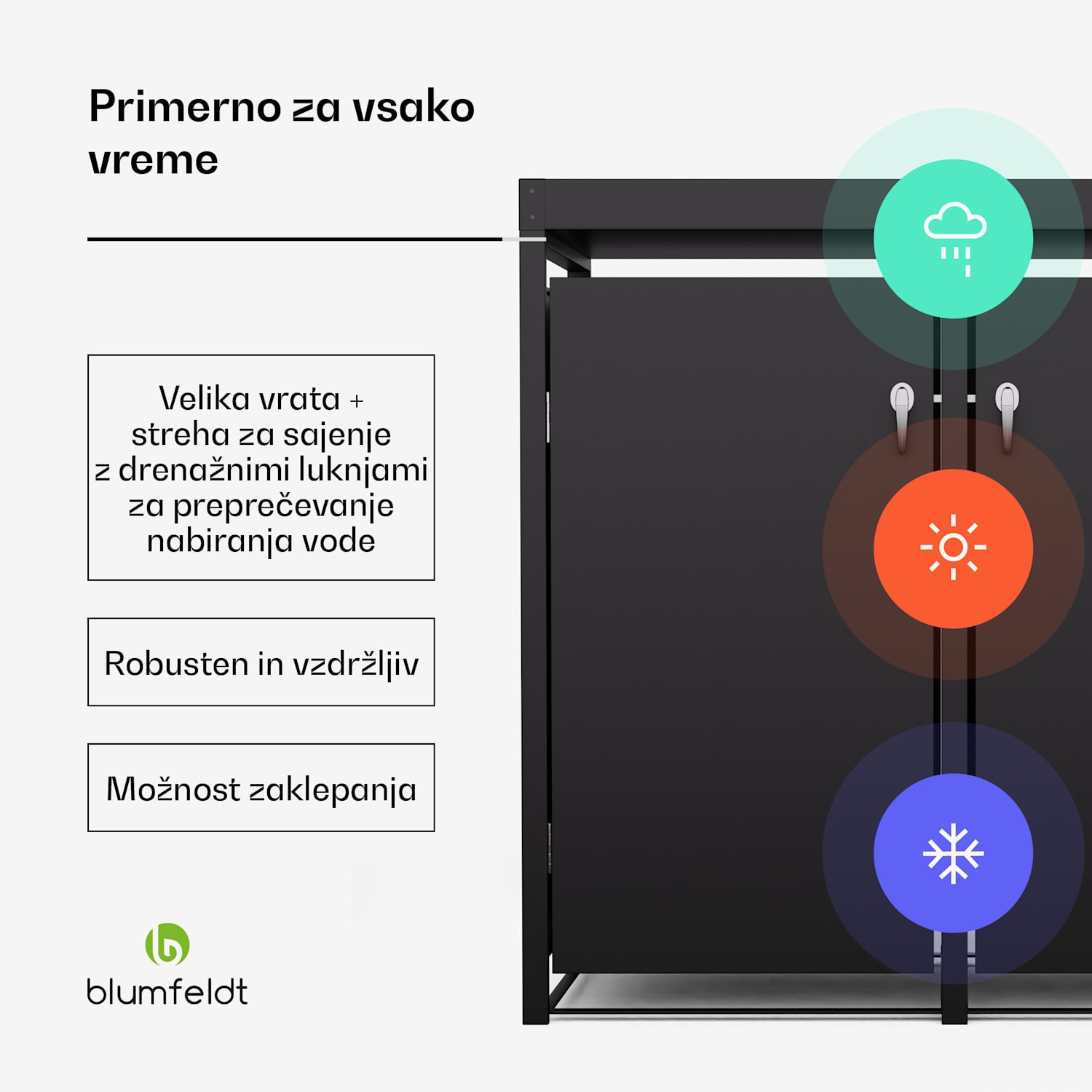 BinSafe kontejner za smeti, 2 koša za odpadke, 240 L, vremensko odporna streha za sajenje iz pocinkanega jekla, ki jo je mogoče zakleniti
