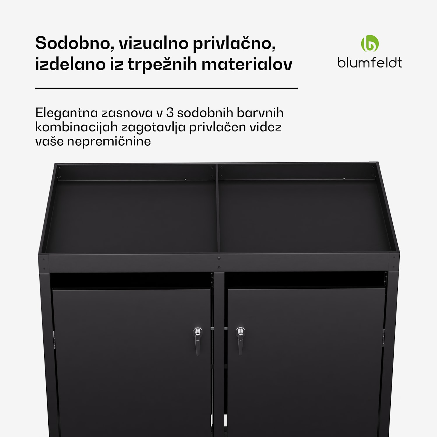 BinSafe kontejner za smeti, 2 koša za odpadke, 240 L, vremensko odporna streha za sajenje iz pocinkanega jekla, ki jo je mogoče zakleniti