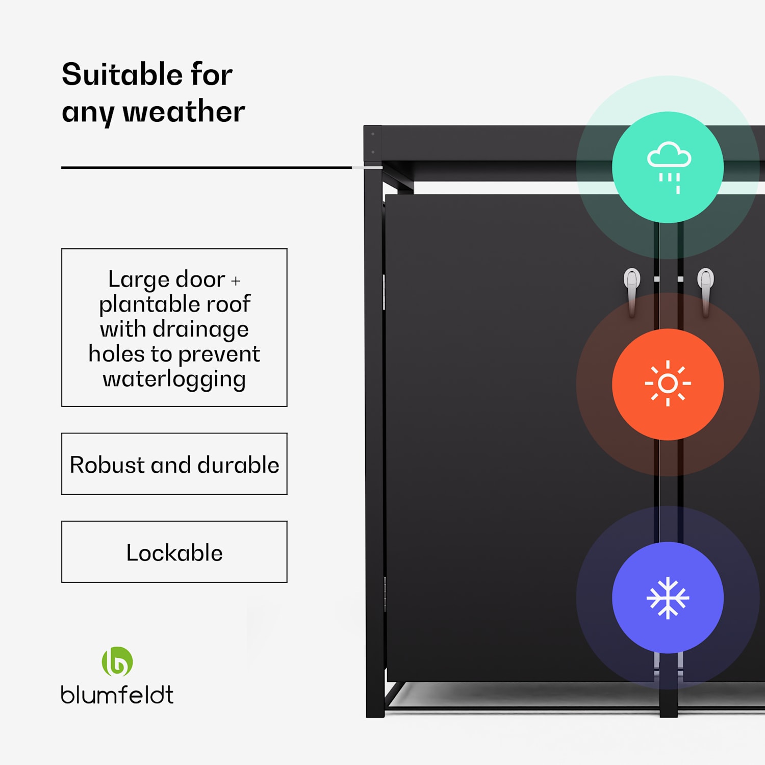 BinSafe bin box 2 bins up to 240 L weatherproof lockable plantable galvanised steel