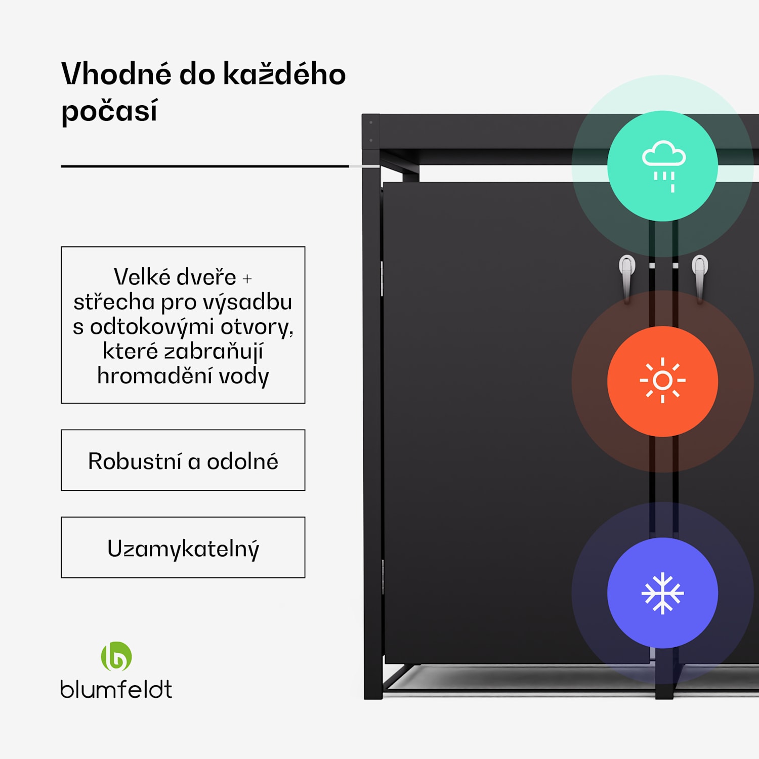 BinSafe, box na odpadky, 3 odpadkové koše, 240 l, uzamykatelný, pozinkovaná ocel odolná vůči povětrnostním vlivům, střecha pro výsadbu