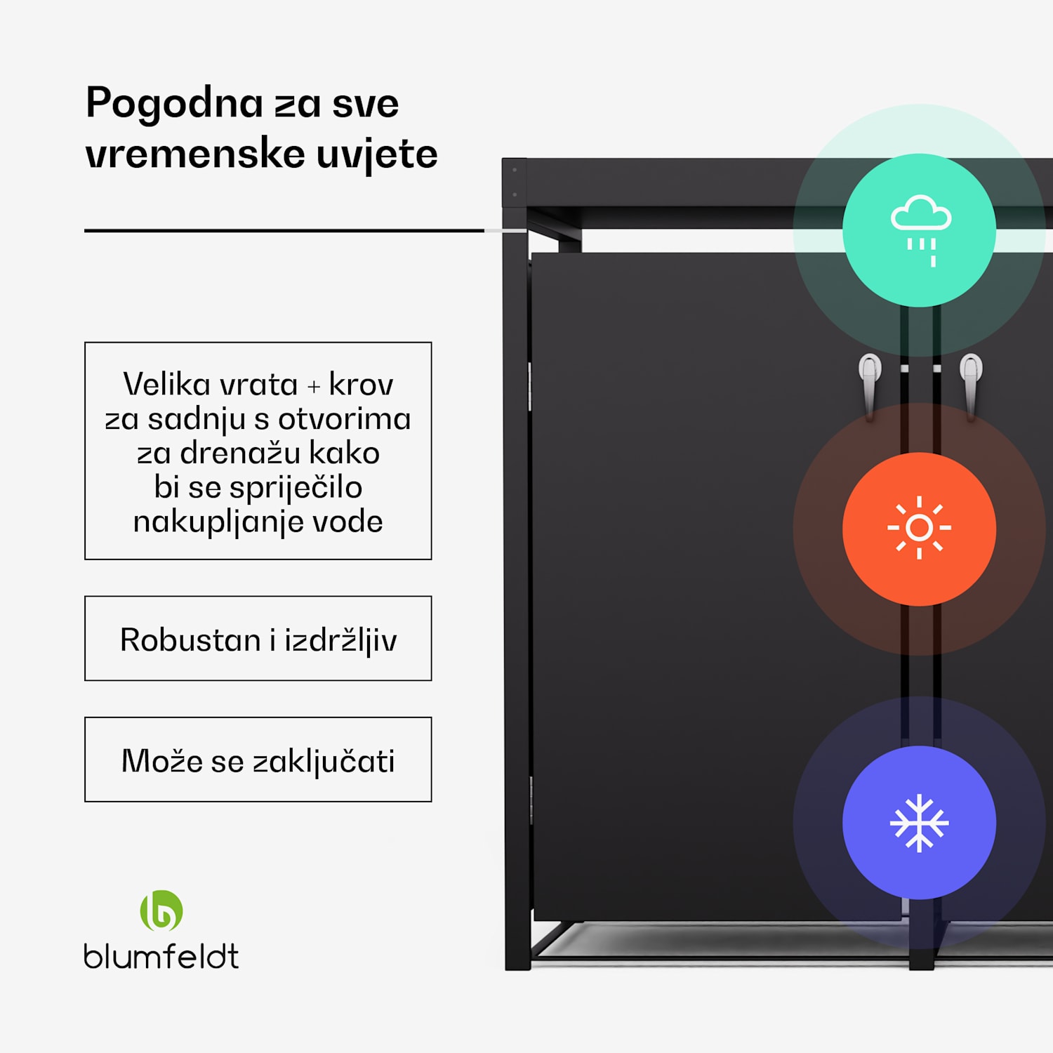BinSafe kutija za otpatke 3 kante 240L krov za sadnju od pocinčanog čelika otporan na vremenske uvjete koji se može zaključati
