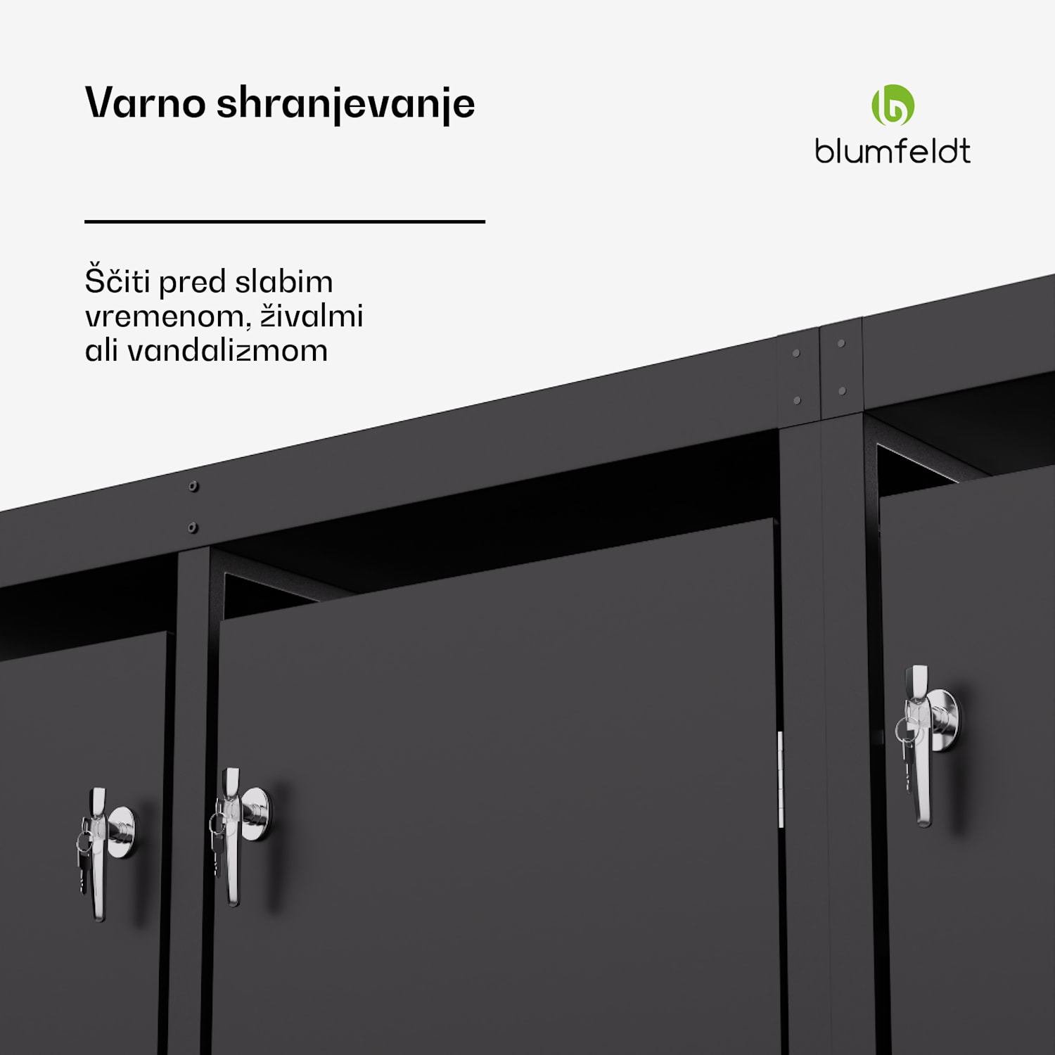 BinSafe, kontejner za smeti, 3 koši za odpadke, 240 L, vremensko odporna streha za sajenje iz pocinkanega jekla, ki jo je mogoče zakleniti 