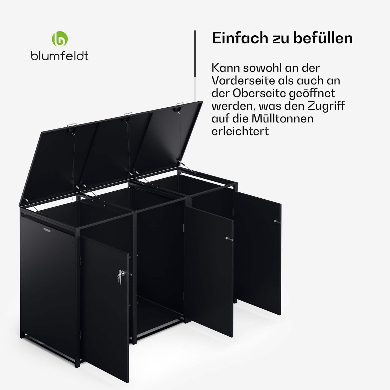 BinSafe Mülltonnenbox 3 Tonnen 240 L wetterfest abschließbar galvanisierter Stahl