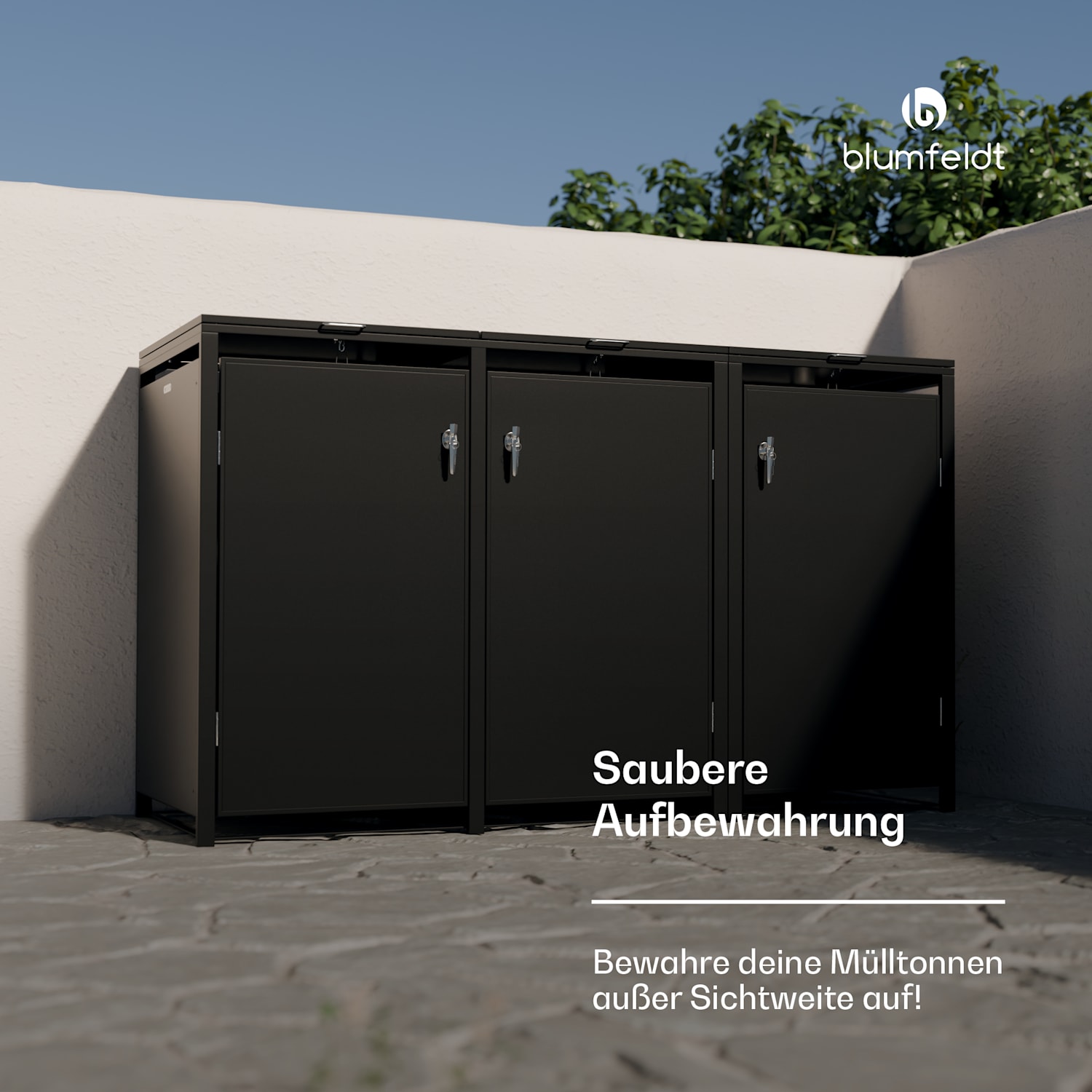 BinSafe Mülltonnenbox 3 Tonnen 240 L wetterfest abschließbar galvanisierter Stahl