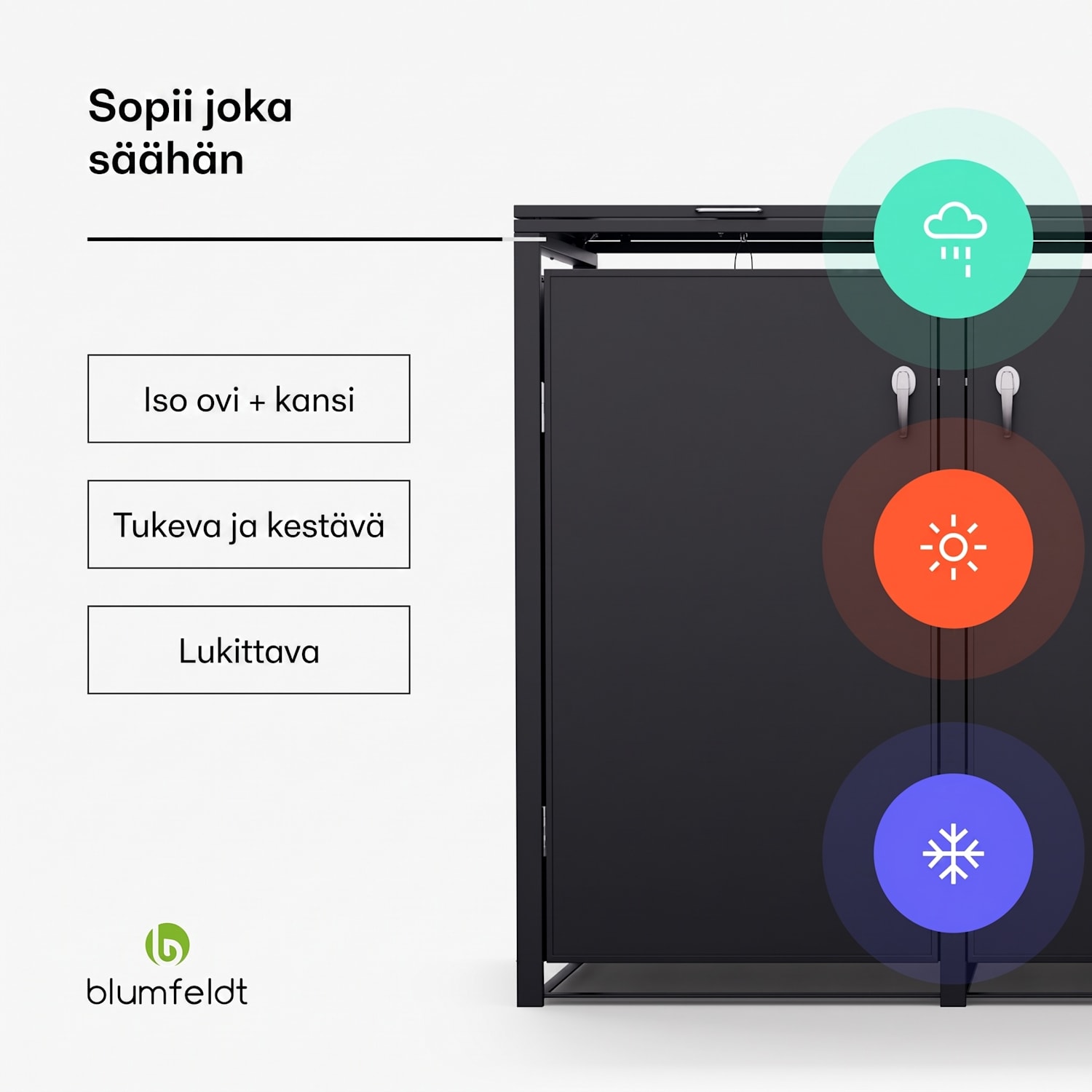 BinSafe jätekatos 3 astialle 240 l säänkestävä lukittava sinkitty teräs 