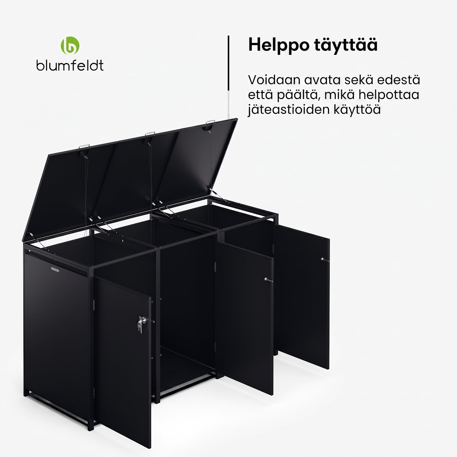 BinSafe jätekatos 3 astialle 240 l säänkestävä lukittava sinkitty teräs 