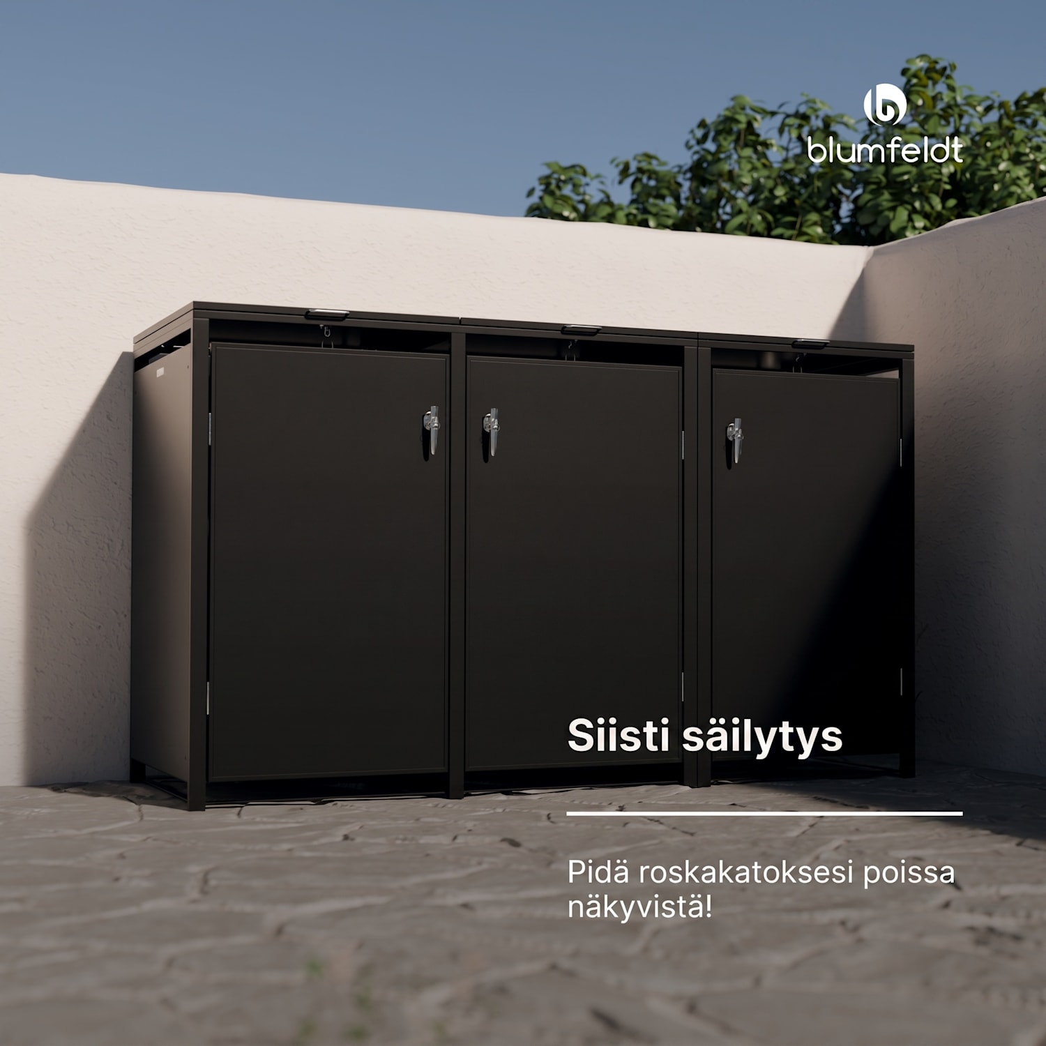 BinSafe jätekatos 3 astialle 240 l säänkestävä lukittava sinkitty teräs 