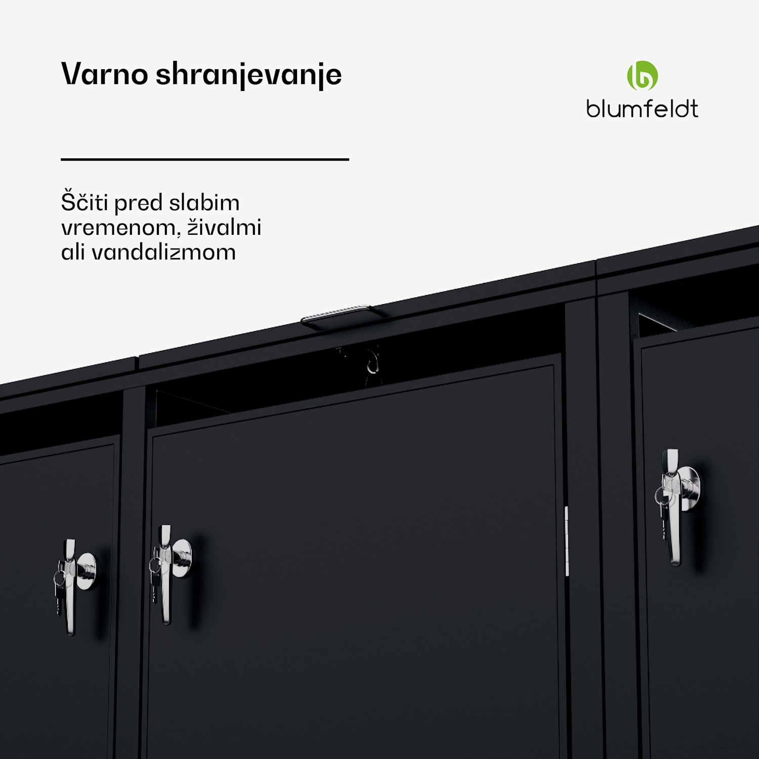 BinSafe kontejner za smeti, 3 koši za odpadke, 240 L, vremensko odporna streha za sajenje iz pocinkanega jekla, ki jo je mogoče zakleniti 