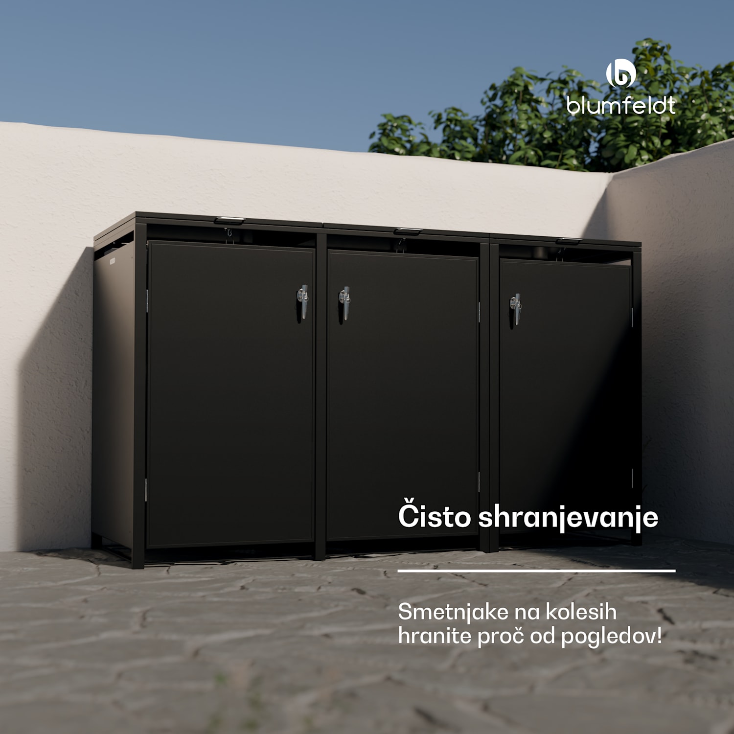 BinSafe kontejner za smeti, 3 koši za odpadke, 240 L, vremensko odporna streha za sajenje iz pocinkanega jekla, ki jo je mogoče zakleniti 