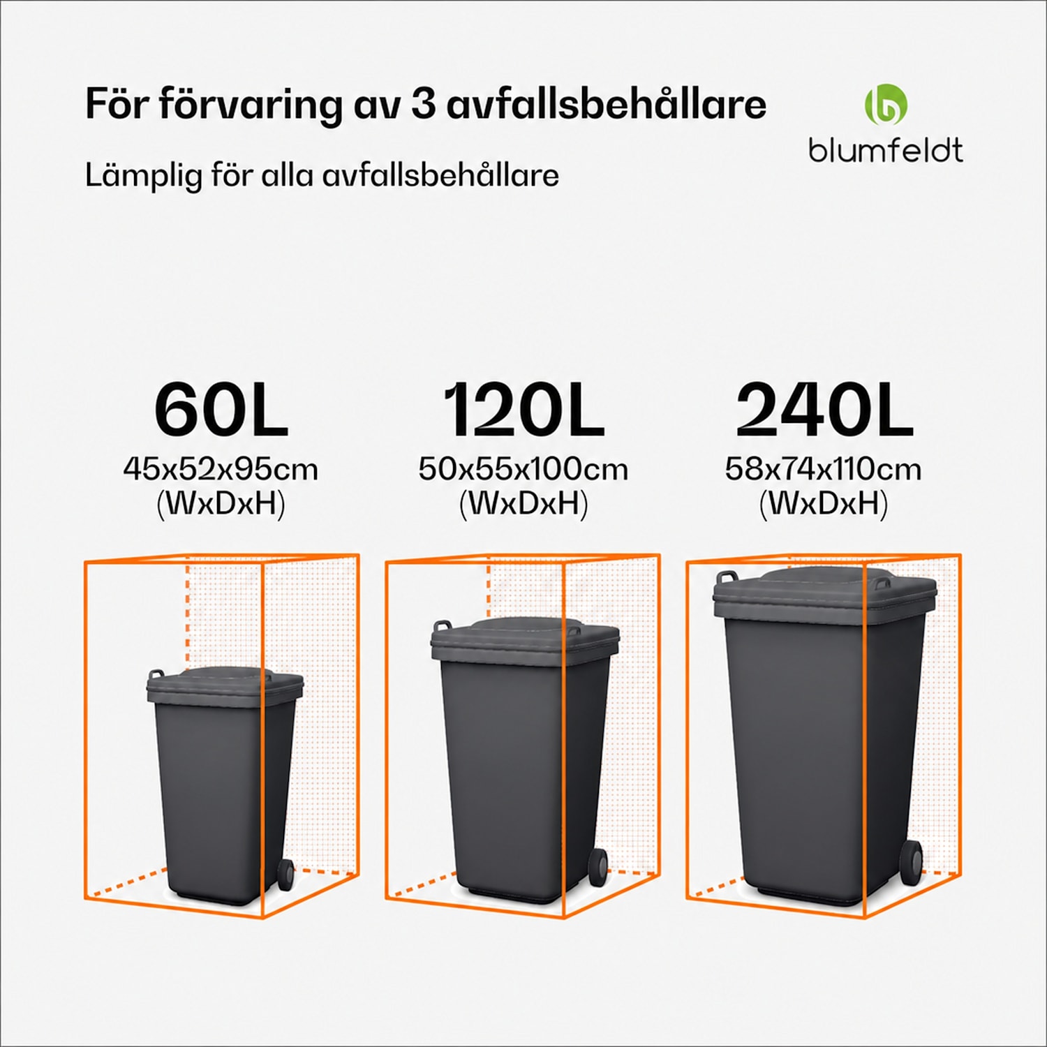BinSafe sopkärlsskjul 3 ton 240 liter, väderbeständigt, låsbart, galvaniserat stål 