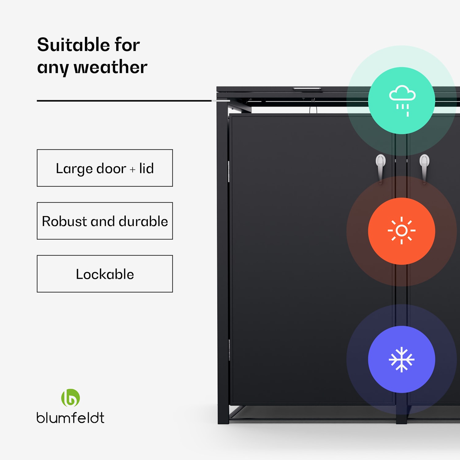 BinSafe, zabudowa na pojemniki na odpady, 3 pojemniki, 240 l, odporna na warunki atmosferyczne, zamykana na klucz, stal ocynkowana