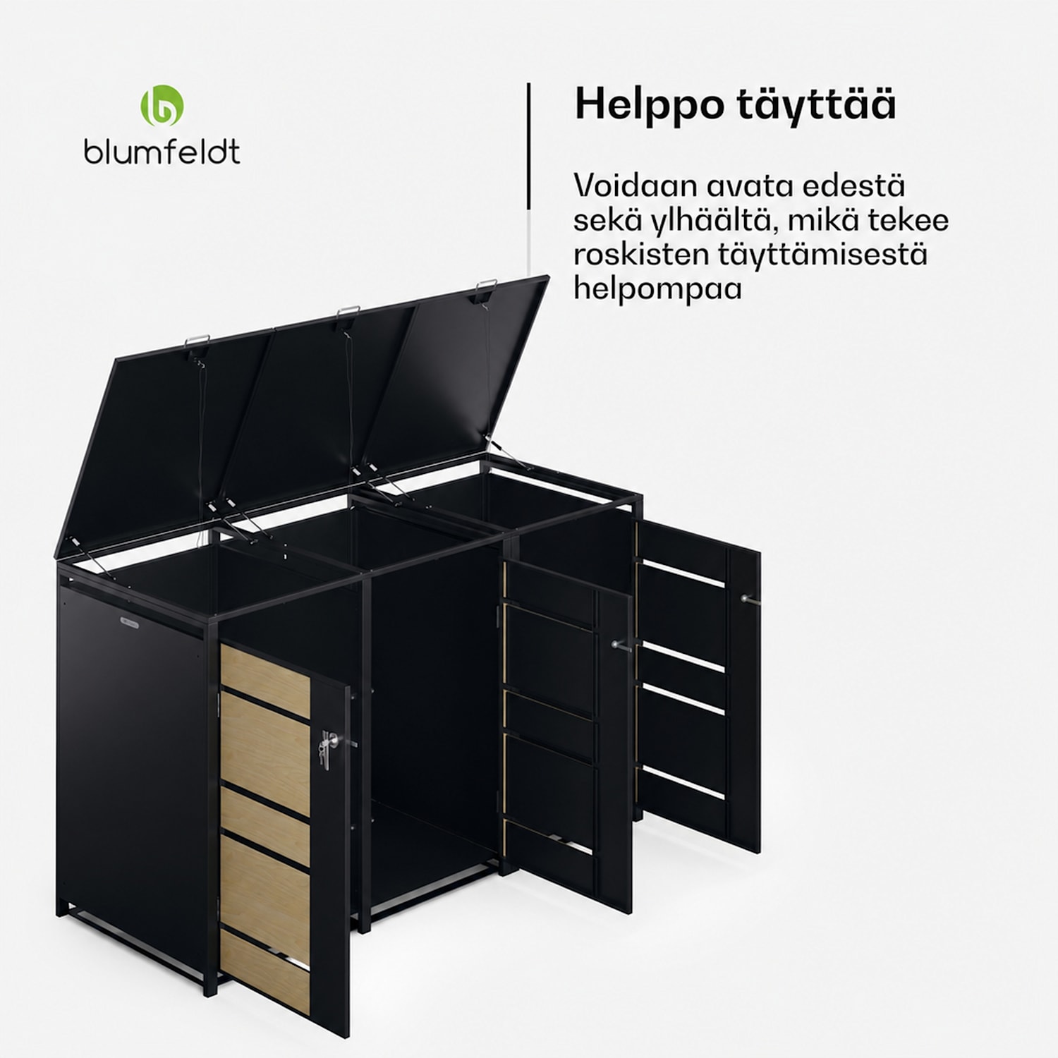 BinSafe jäteastian säilytyslaatikko 3 x 240 L säänkestävä lukittava galvanoitu teräs 