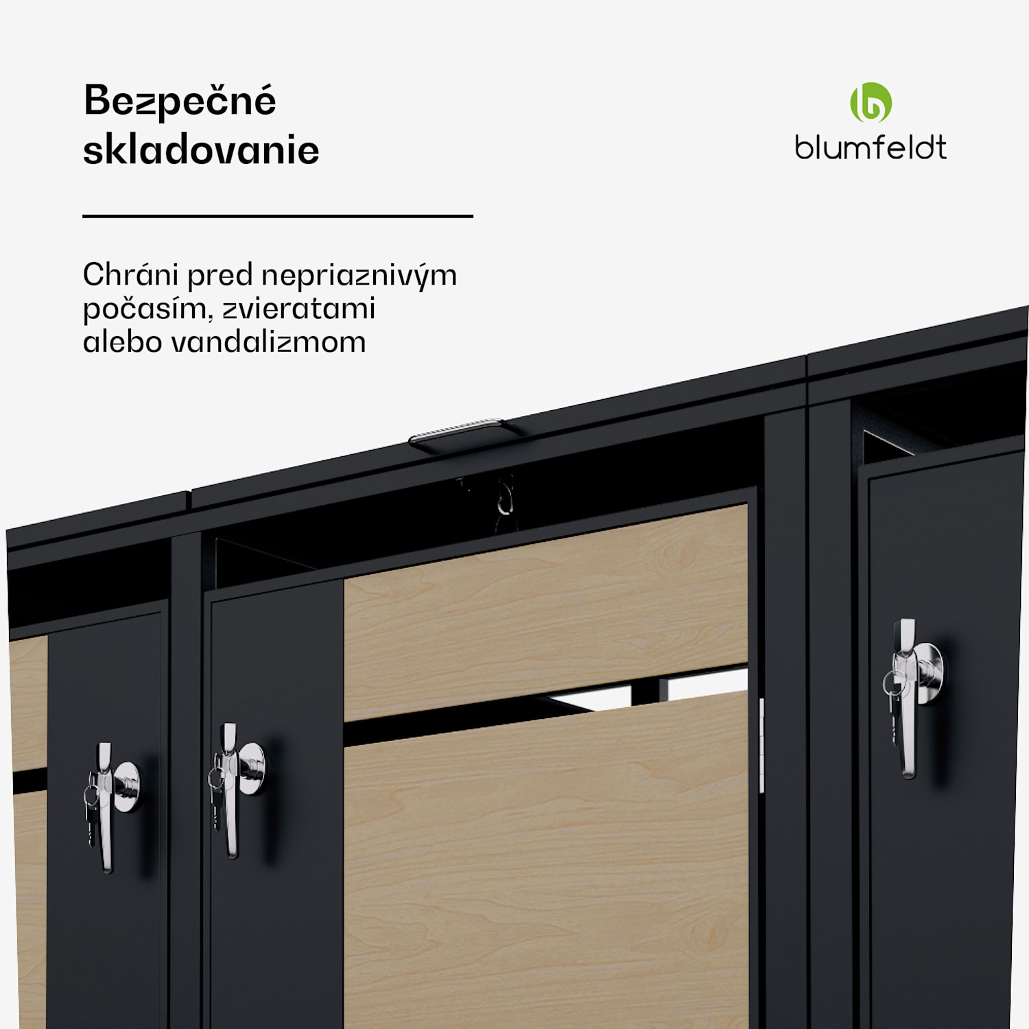 BinSafe, box na odpadky, 3 odpadkové koše, 240 l, uzamykateľný, pozinkovaná oceľ odolná voči poveternostným vplyvom 