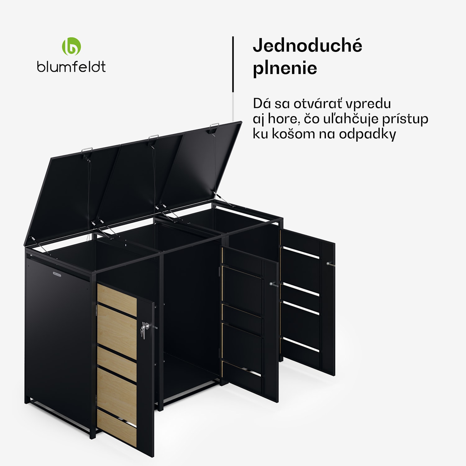 BinSafe, box na odpadky, 3 odpadkové koše, 240 l, uzamykateľný, pozinkovaná oceľ odolná voči poveternostným vplyvom 