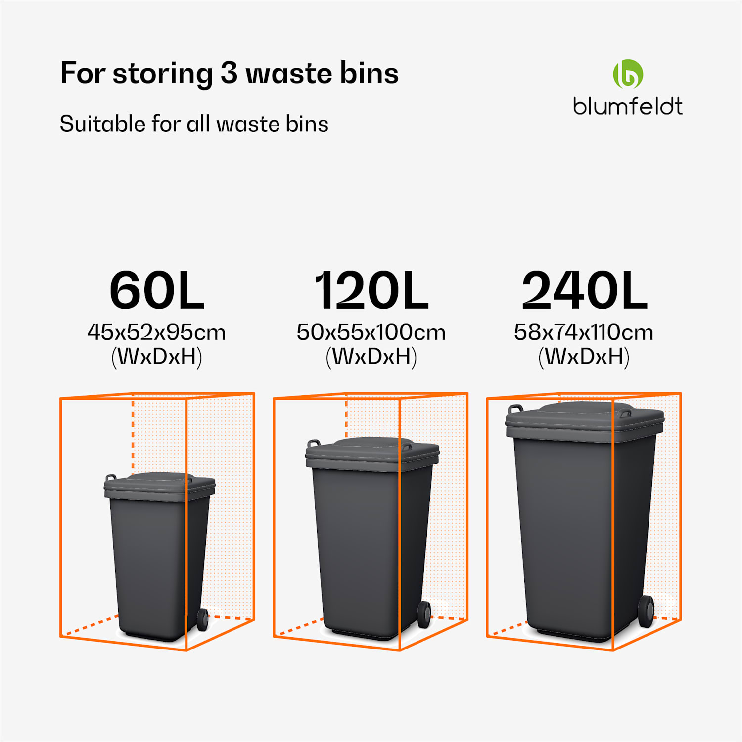BinSafe bin box 3 bins 240 L weatherproof lockable galvanised steel 