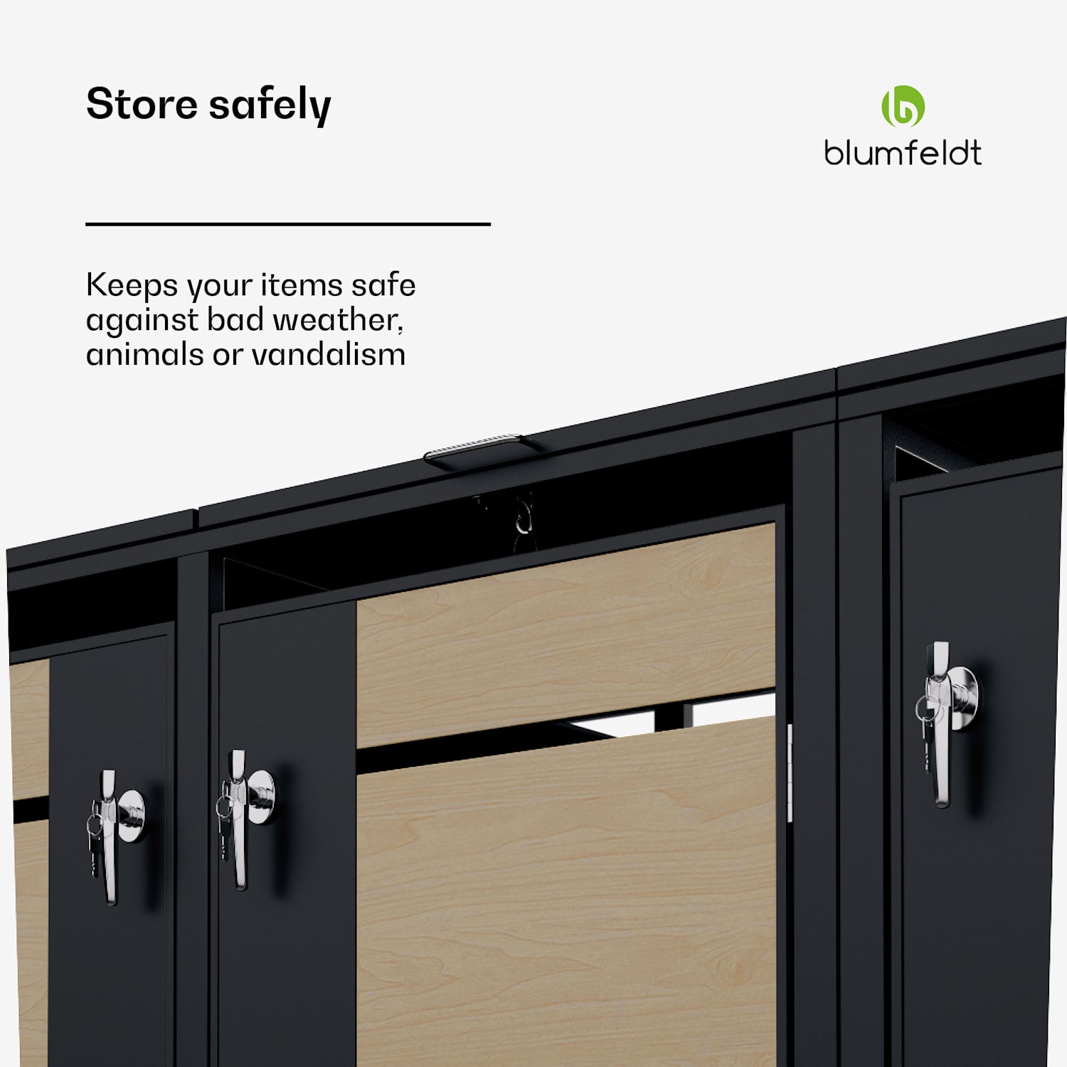 BinSafe bin box 3 bins 240 L weatherproof lockable galvanised steel 