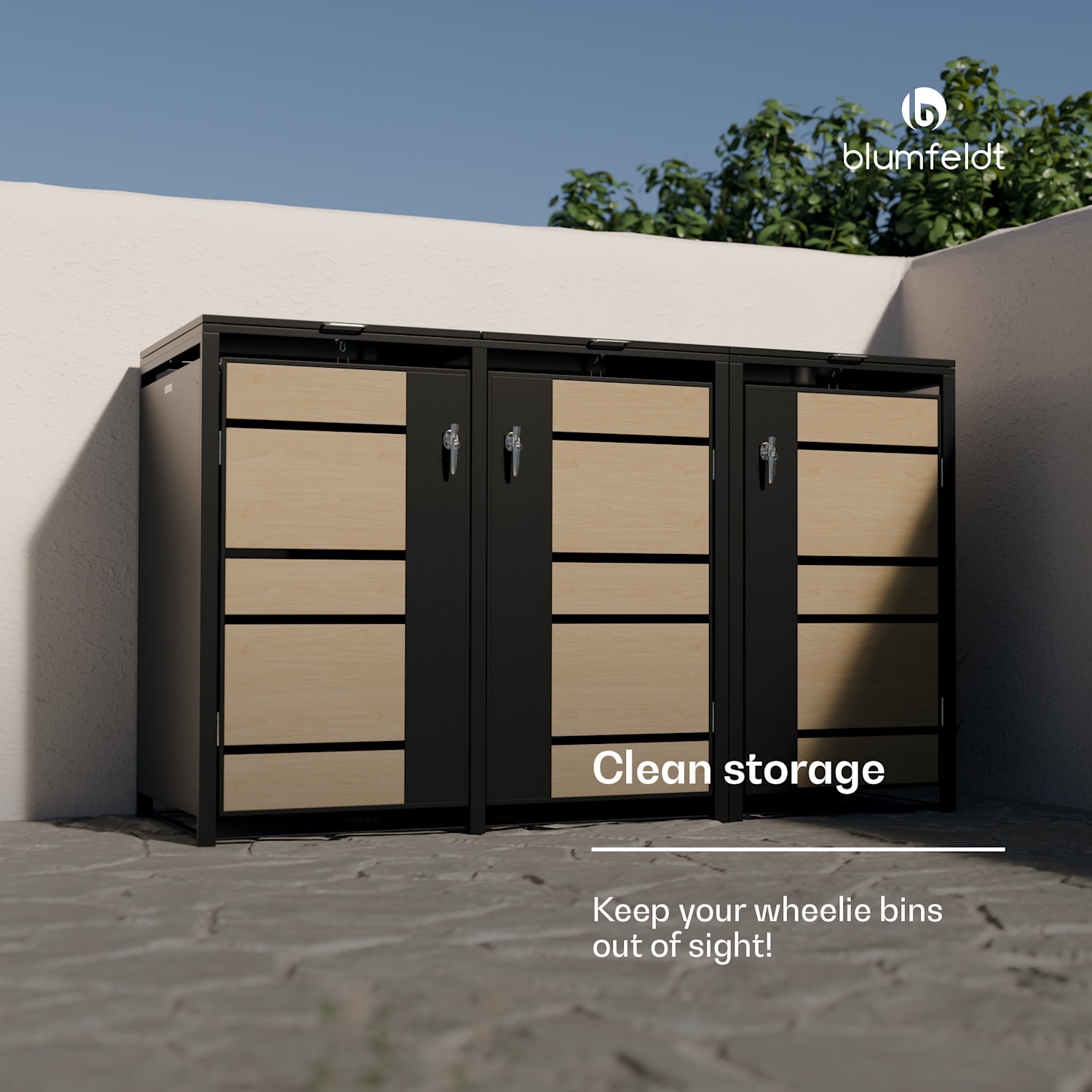 BinSafe bin box 3 bins 240 L weatherproof lockable galvanised steel 