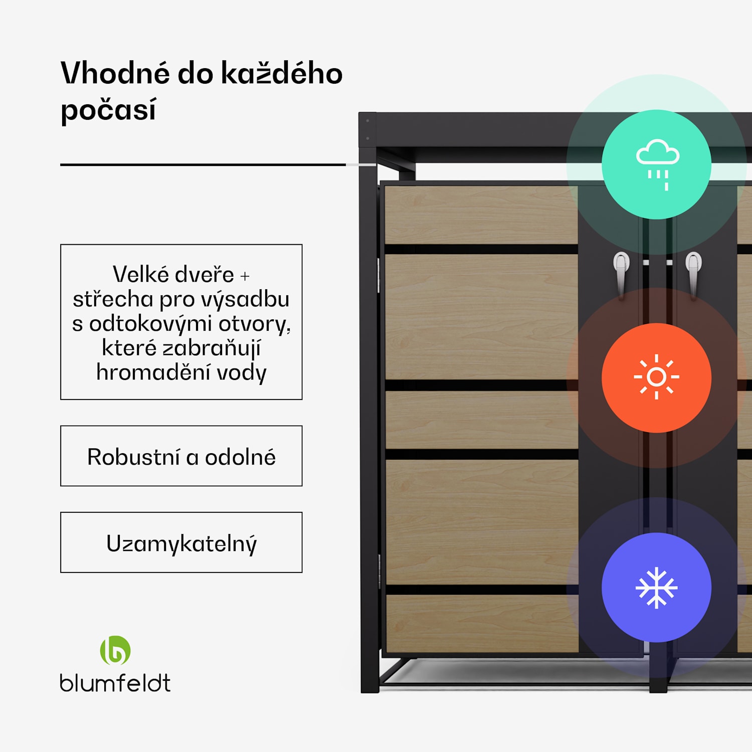 BinSafe, box na odpadky, 3 odpadkové koše, 240 l, uzamykatelný, pozinkovaná ocel odolná vůči povětrnostním vlivům, střecha pro výsadbu 