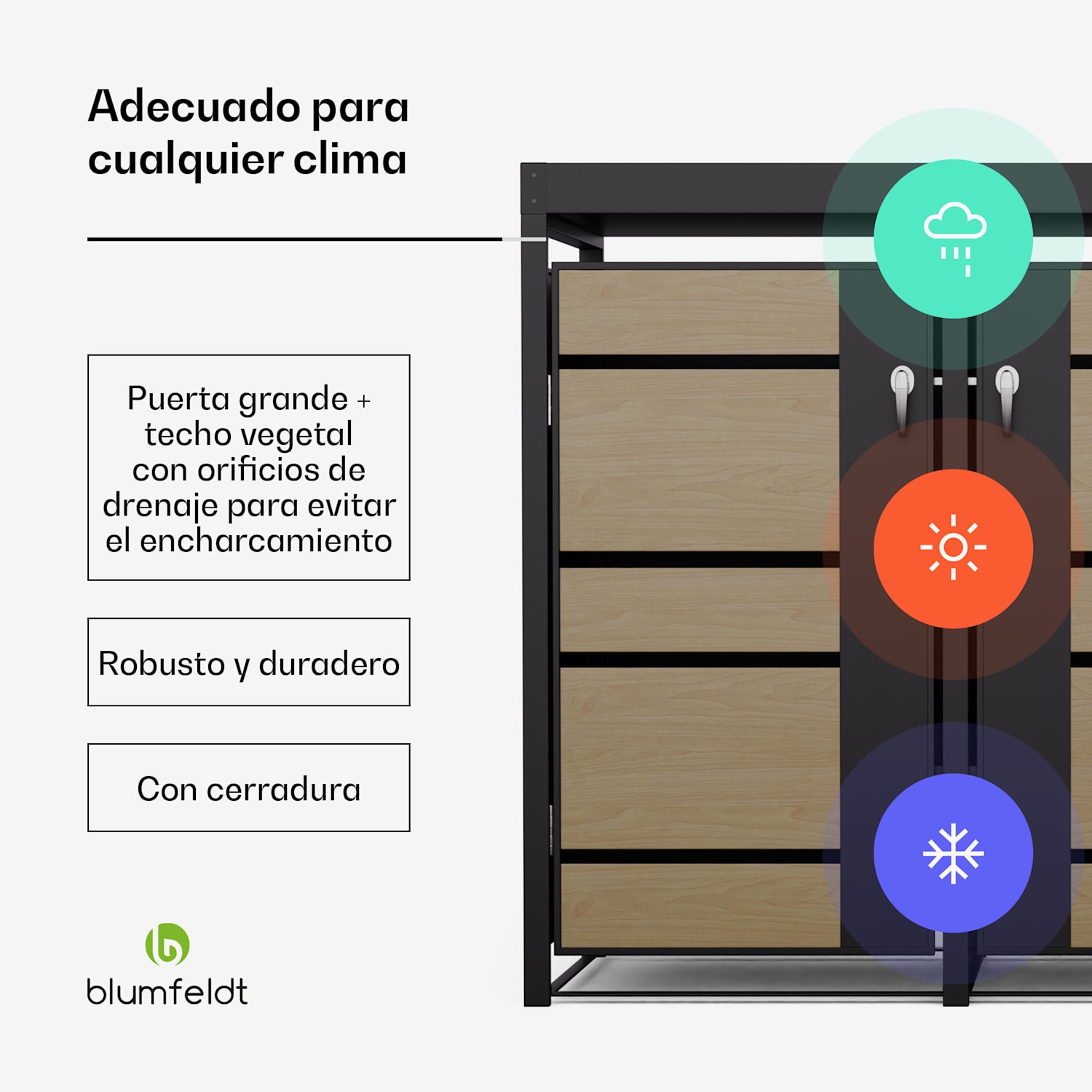 BinSafe caja de basura 3 cubos 240 L resistente a la intemperie con cerradura acero galvanizado se puede plantar 