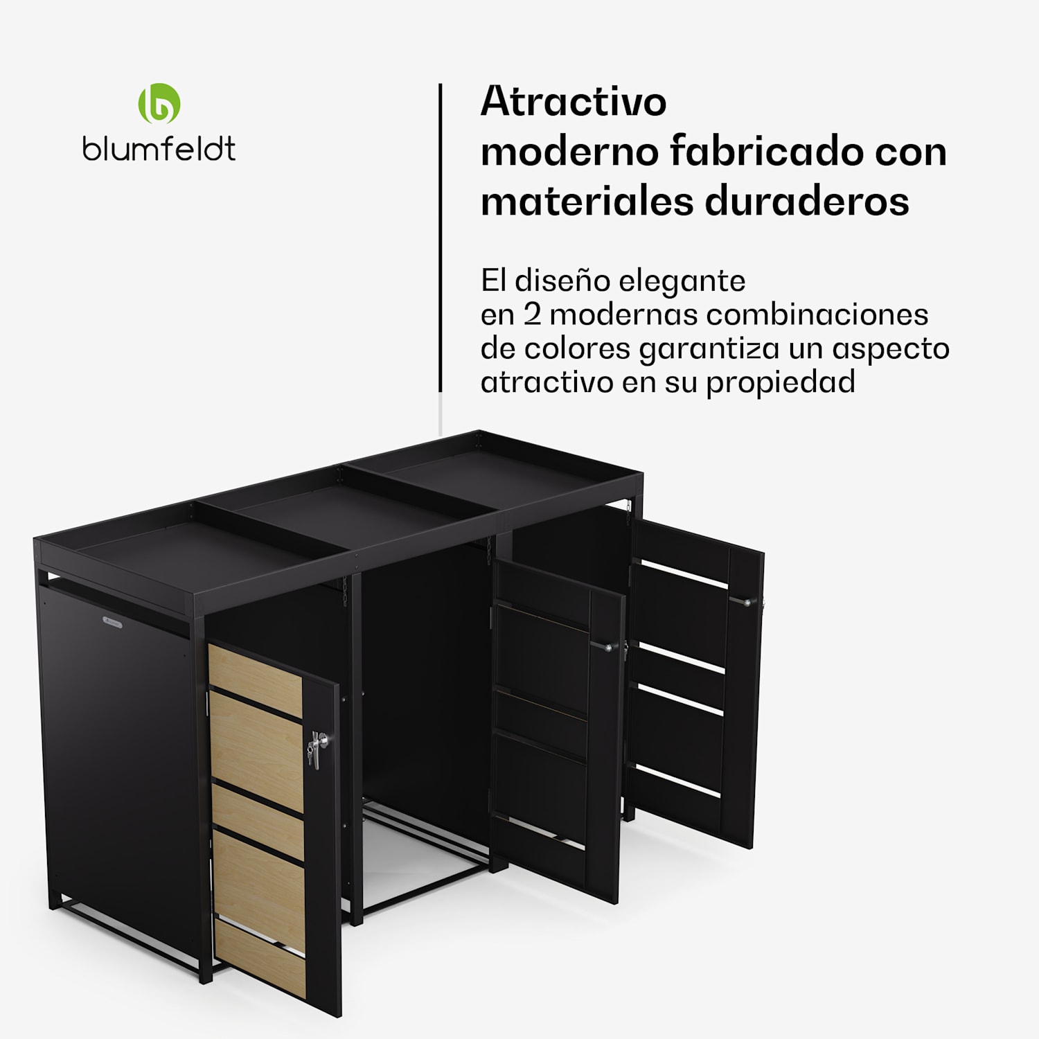 BinSafe caja de basura 3 cubos 240 L resistente a la intemperie con cerradura acero galvanizado se puede plantar 