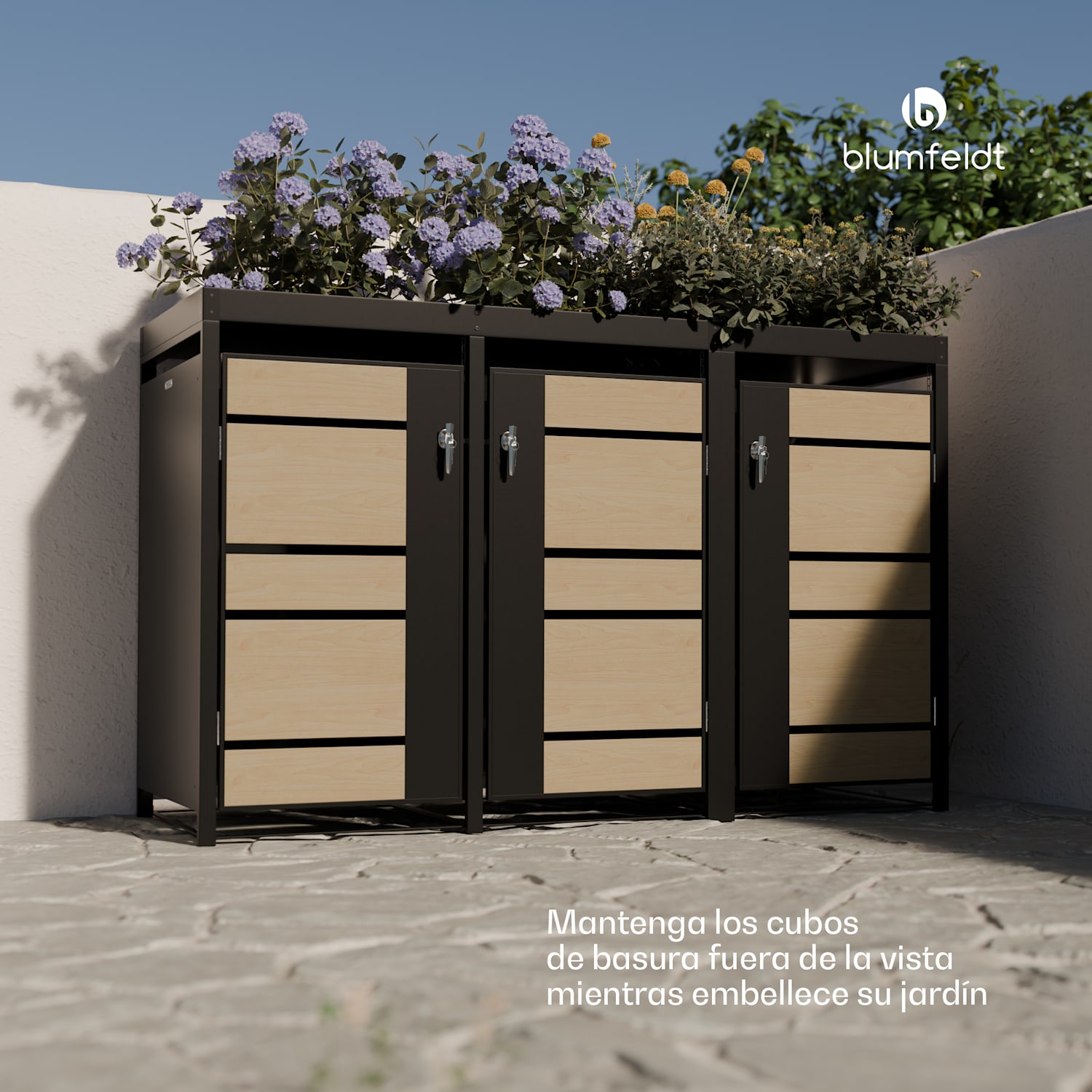 BinSafe caja de basura 3 cubos 240 L resistente a la intemperie con cerradura acero galvanizado se puede plantar 