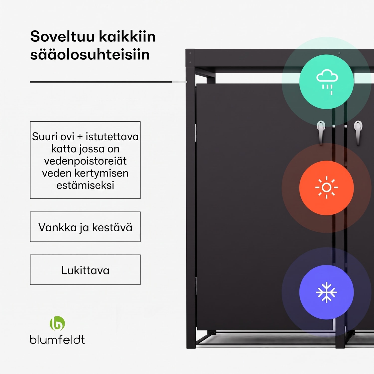 BinSafe jätekatos 4 astialle enintään 240 l säänkestävä lukittava istutettava sinkitty teräs 