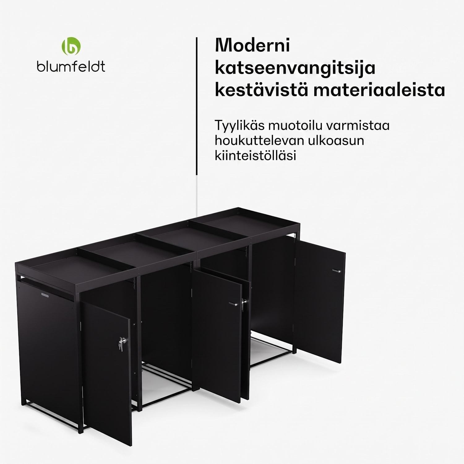 BinSafe jätekatos 4 astialle enintään 240 l säänkestävä lukittava istutettava sinkitty teräs 