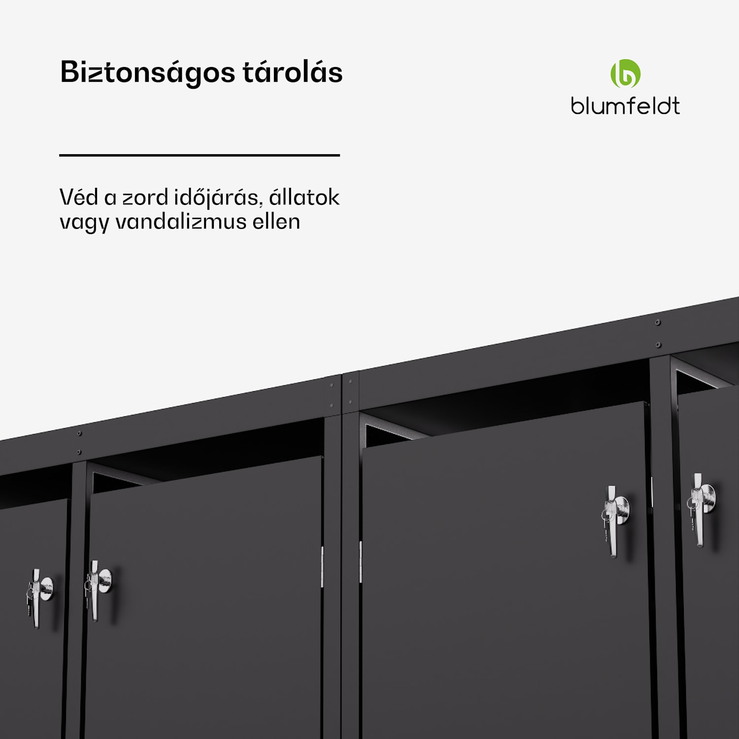 BinSafe, szemétkosár tároló doboz, 4 szemétkosár, 240 l, zárható, időjárásálló horganyzott acél 