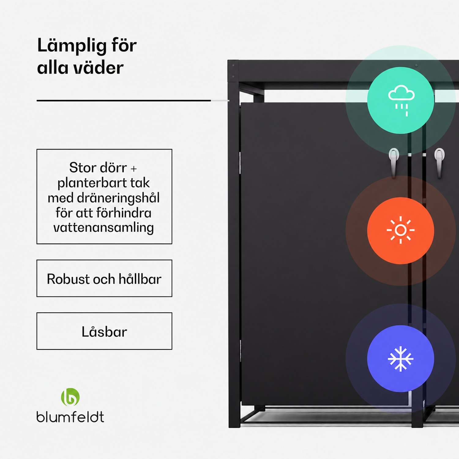 Blumfeldt BinSafe sopkärlskåp 4 ton 240 liter, väderbeständigt, låsbart, galvaniserat stål 