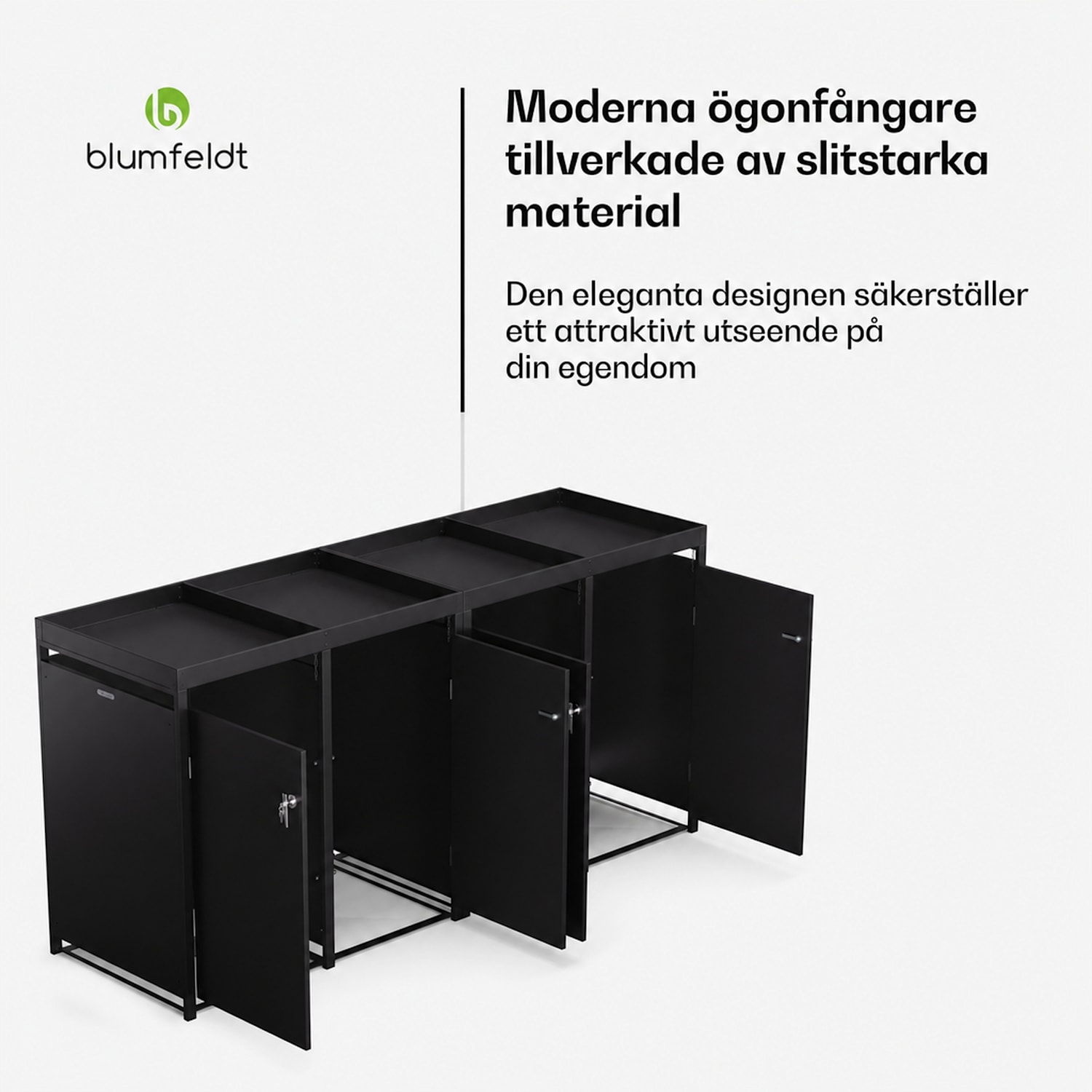 Blumfeldt BinSafe sopkärlskåp 4 ton 240 liter, väderbeständigt, låsbart, galvaniserat stål 