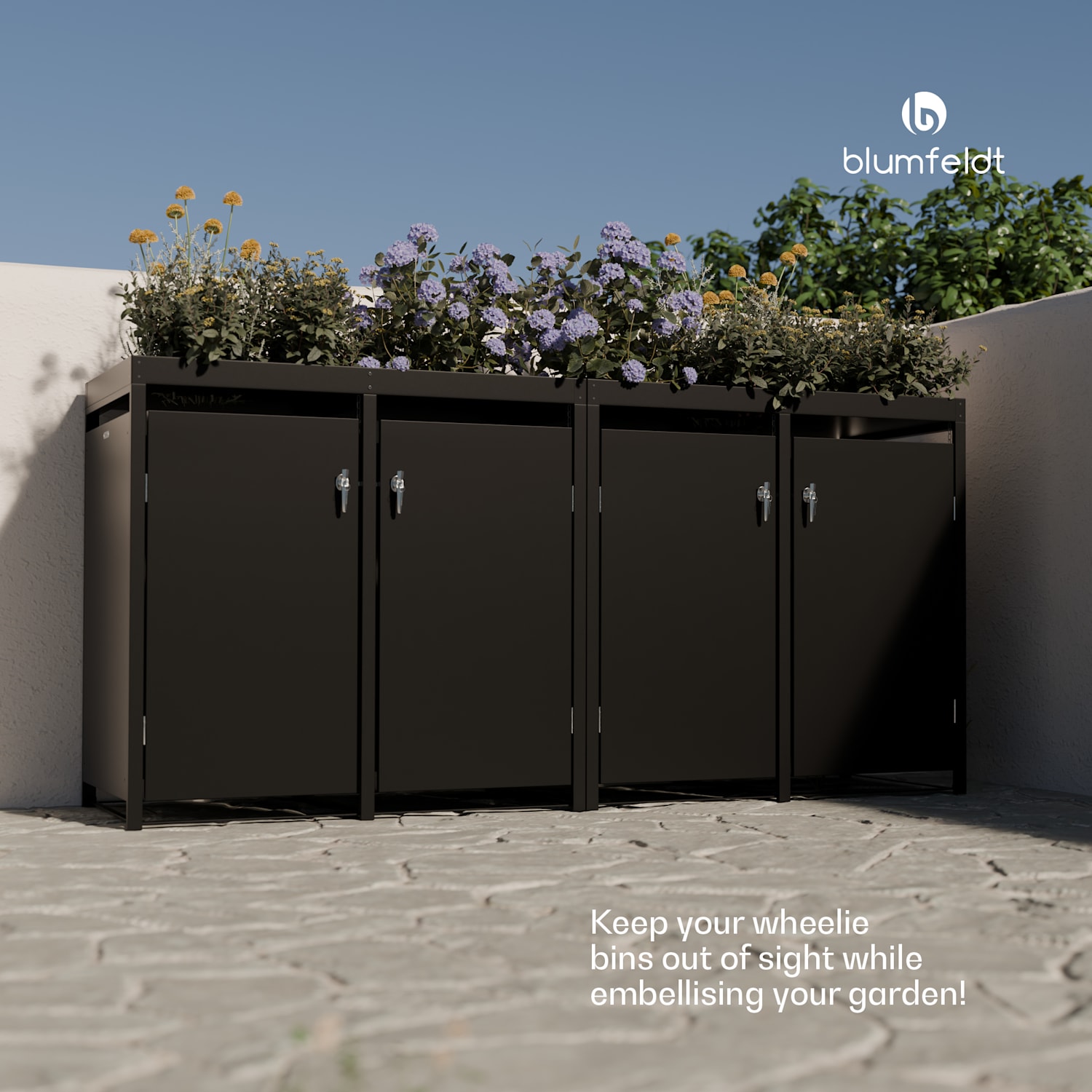 BinSafe bin box 4 bins up to 240 L weatherproof lockable plantable galvanised steel