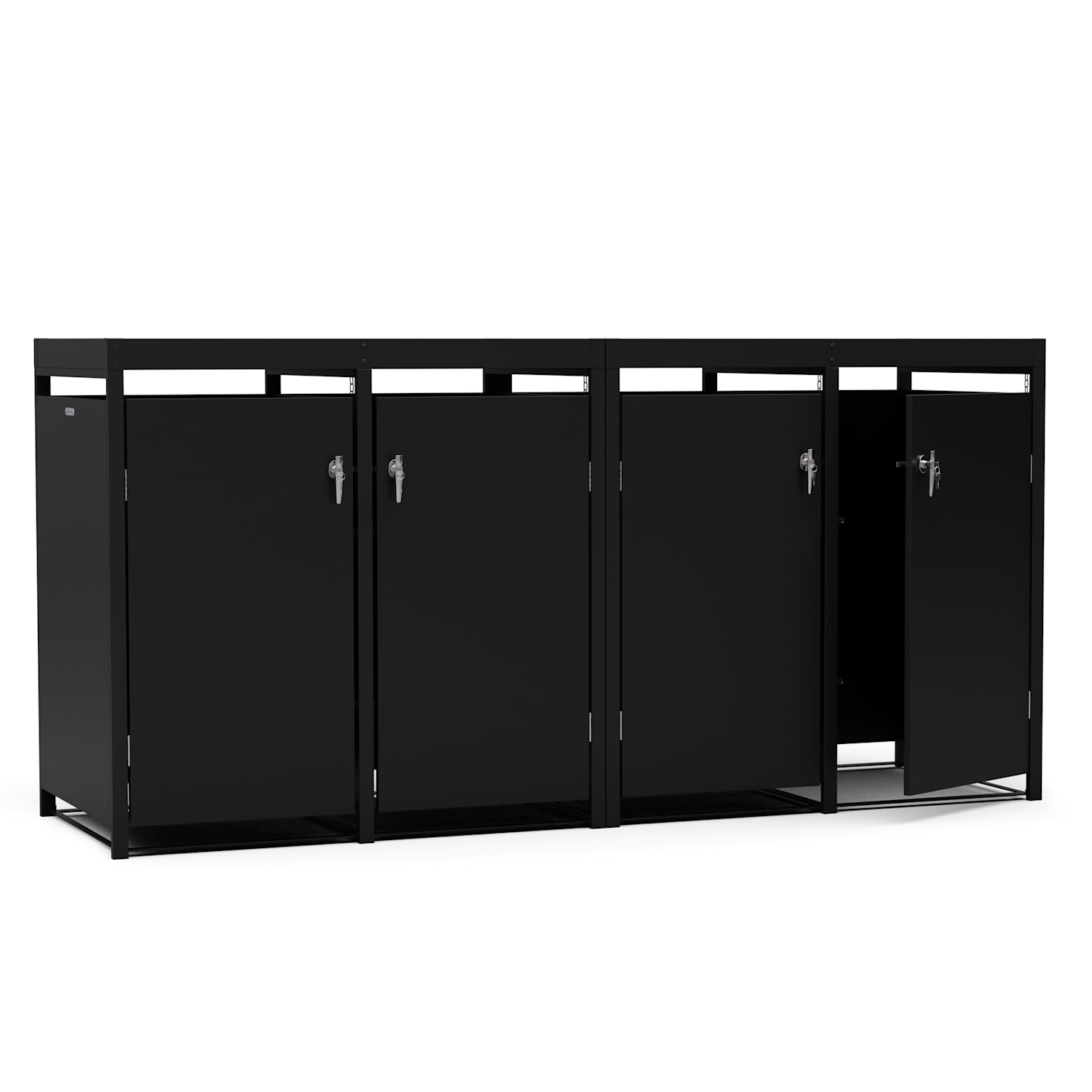 BinSafe, szemétkosár tároló doboz, 4 szemétkosár, 240 l, zárható, időjárásálló horganyzott acél 