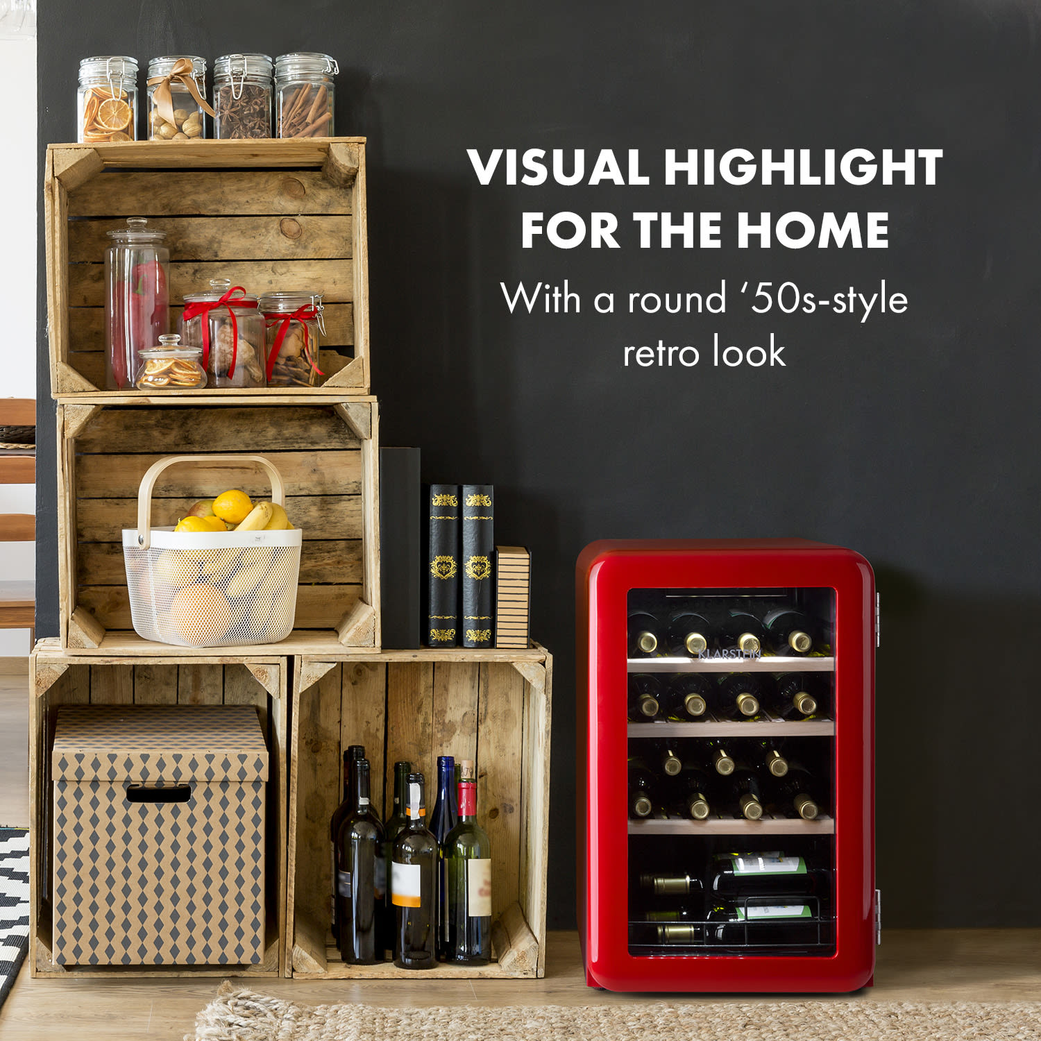 Vinetage 19 Uno, vinotéka, 70 litrů, 4–22 °C, retro design