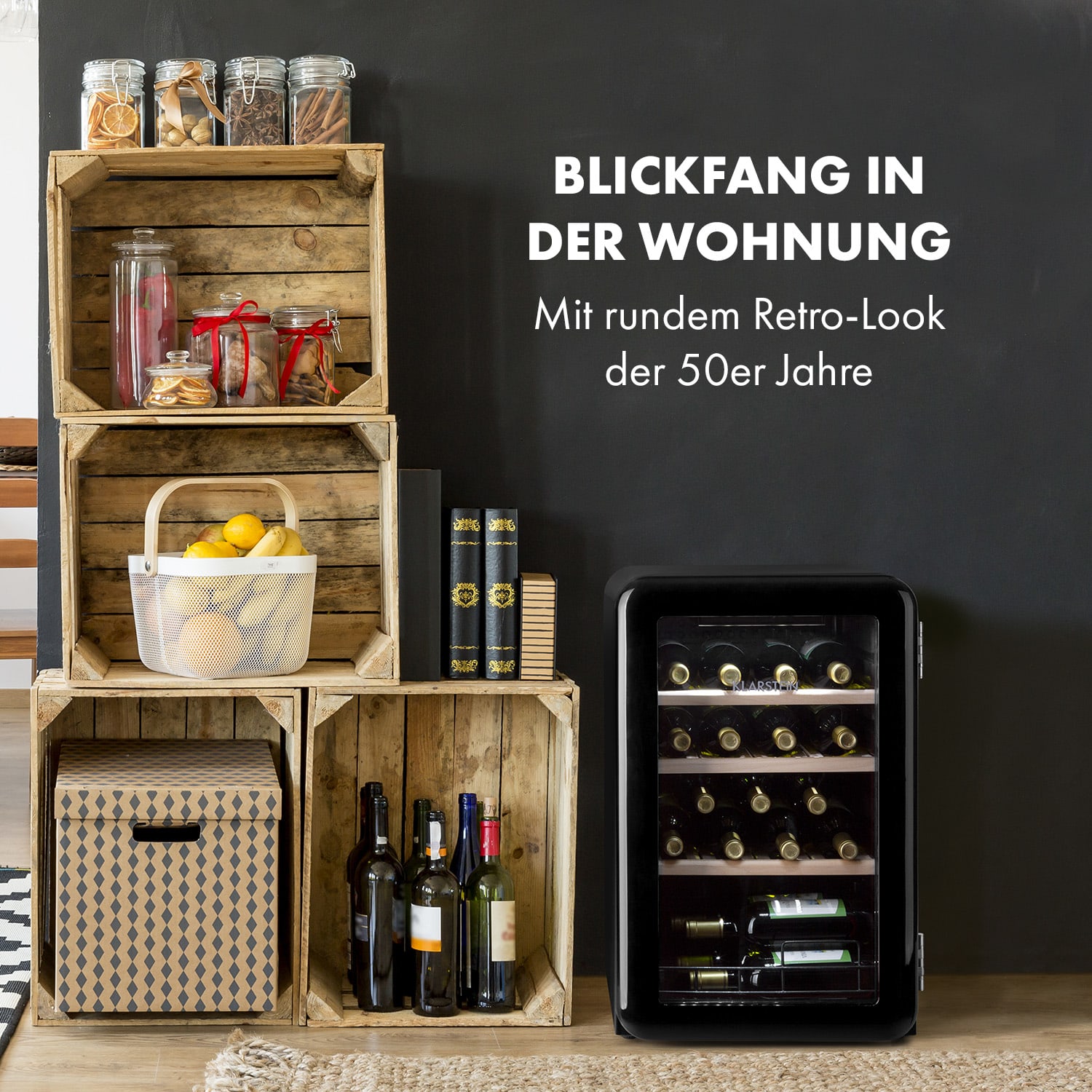 Vinetage 19 Uno Getränkekühler Kühlschrank 70 Ltr 4-22°C Retro-Design 