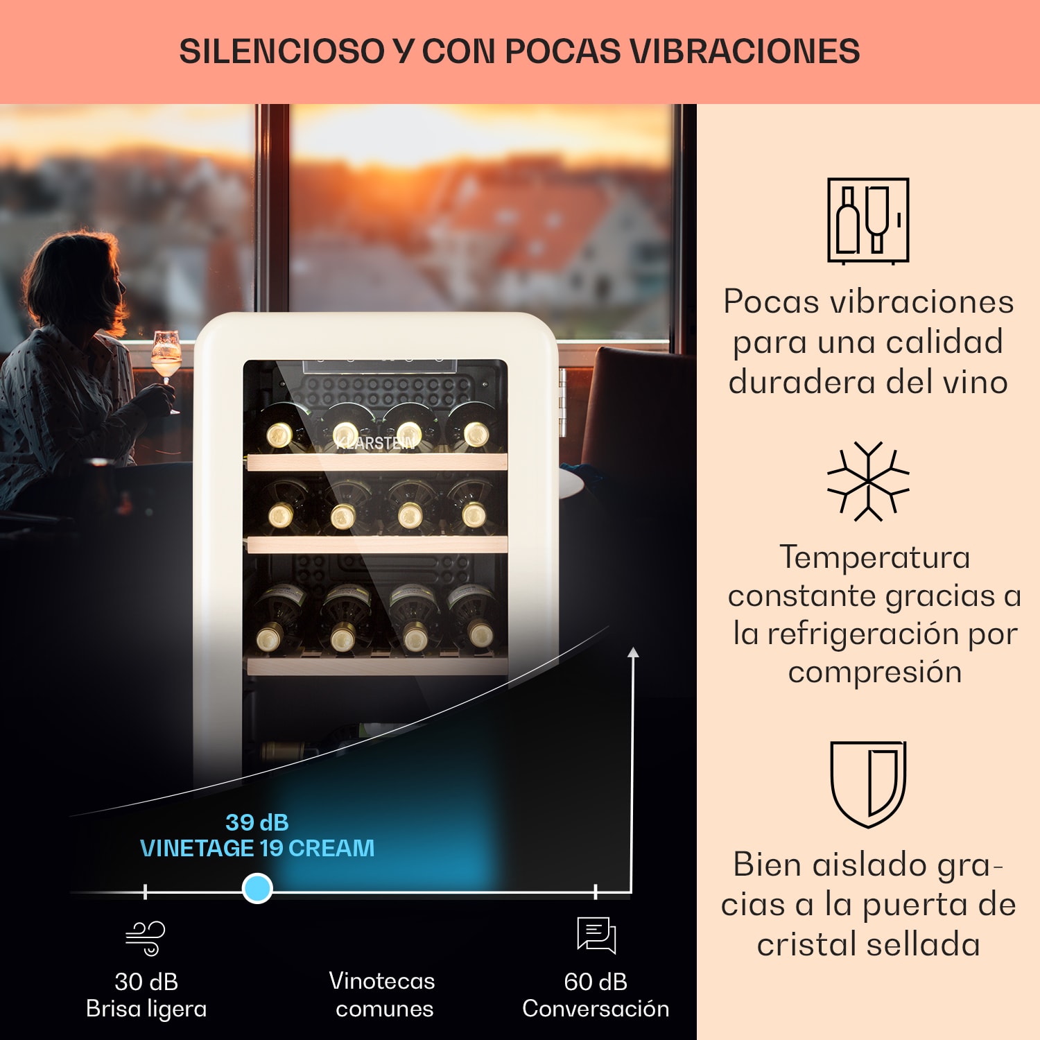 Nevera Vinetage 19 Uno Bebidas 70 Litros 4-22°C Diseño Retro 