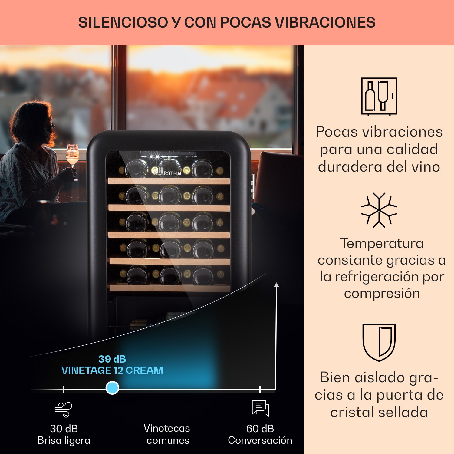 Vinetage 49 Uno nevera para vinos 110 Ltr / 49 botellas. 4-22°C Retro 