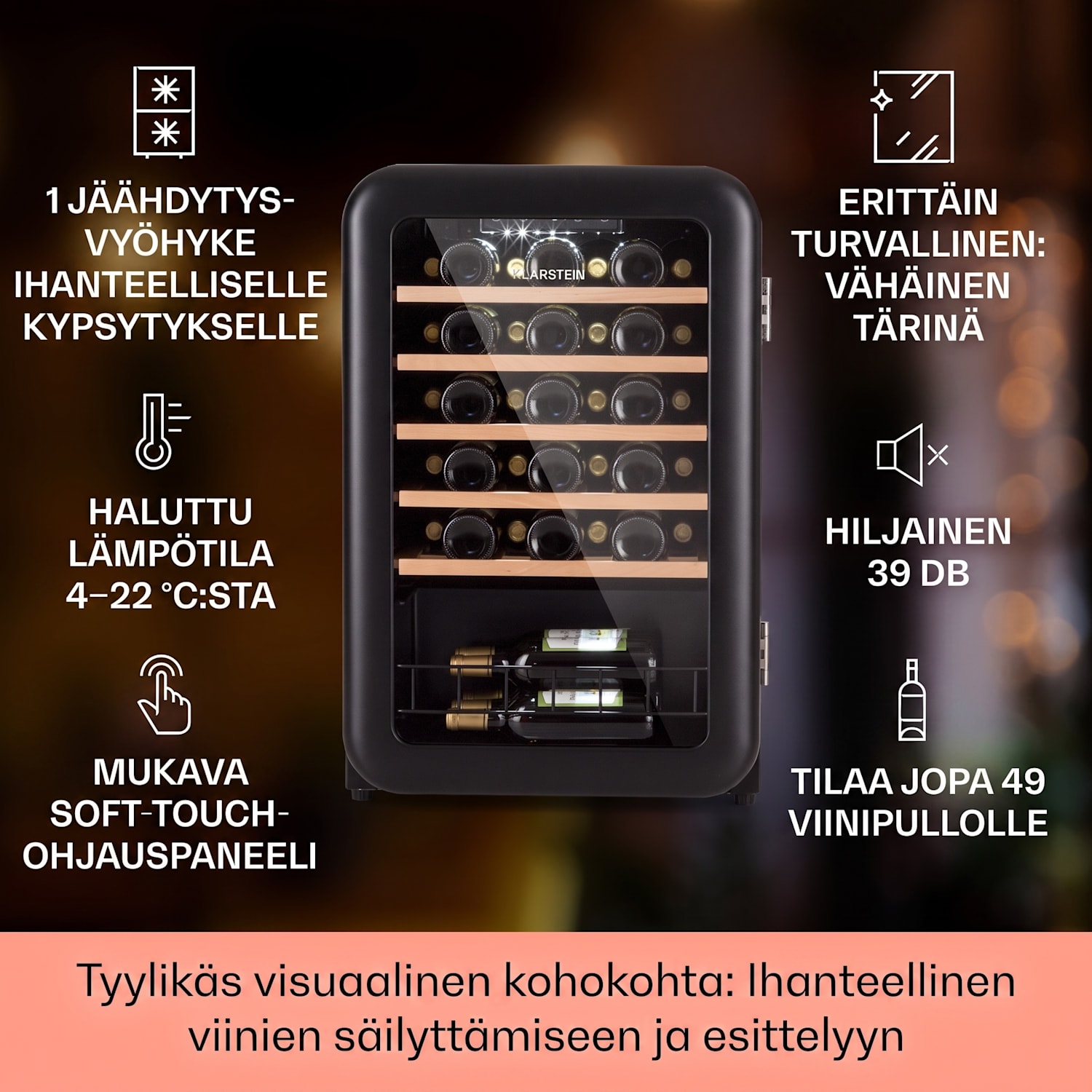 Refrigerador de vinhos Vinetage 49 Uno 110 litros / 49 garrafas 4-22°C Retro 
