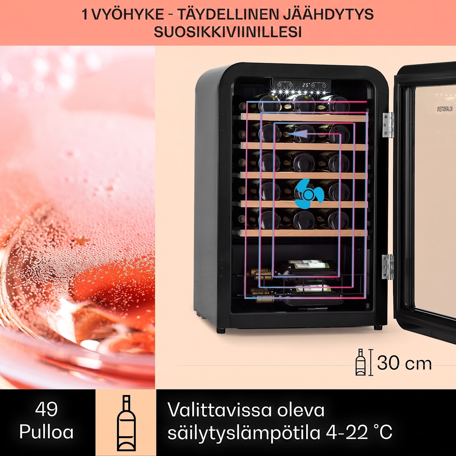 Refrigerador de vinhos Vinetage 49 Uno 110 litros / 49 garrafas 4-22°C Retro 