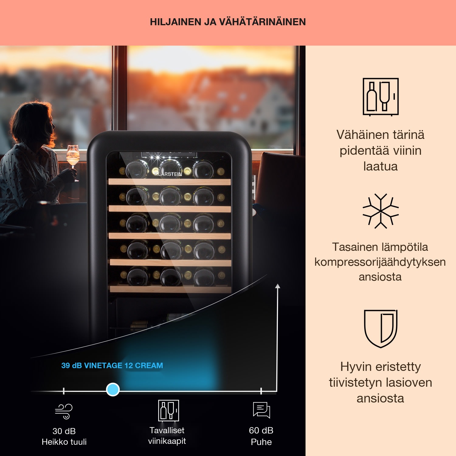 Refrigerador de vinhos Vinetage 49 Uno 110 litros / 49 garrafas 4-22°C Retro 