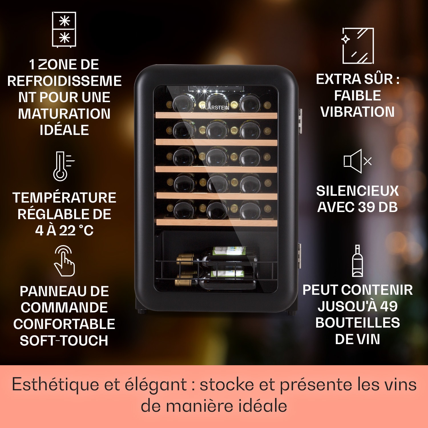 Vinetage 49 Uno cave à vin 110 L / 49 Bt 4-22 °C Rétro 