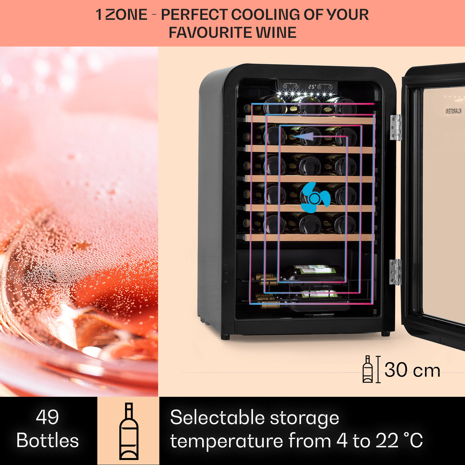 Refrigerador de vinhos Vinetage 49 Uno 110 litros / 49 garrafas 4-22°C Retro