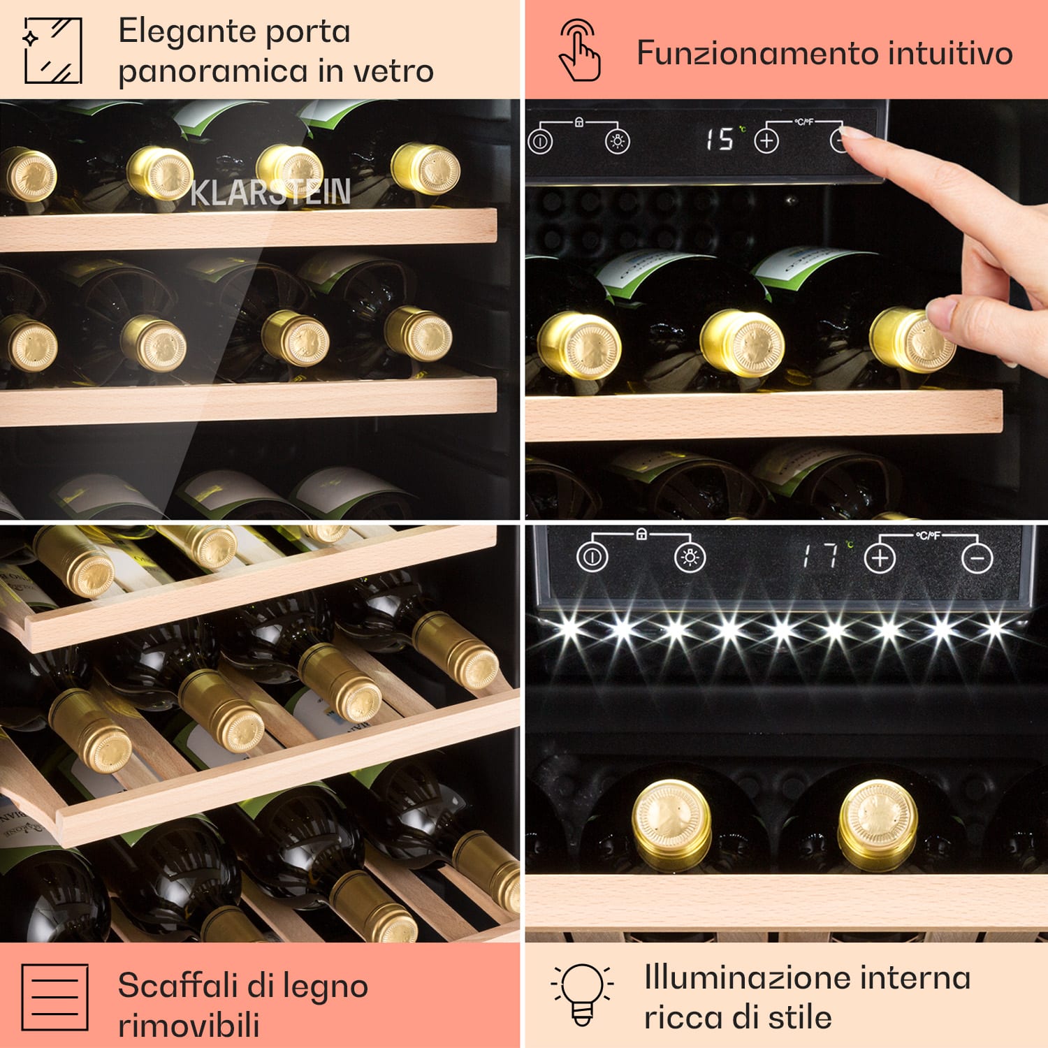Vinetage 49 Uno - Cantinetta frigo per vini, 110 litri/49 bottiglie, 4-22 °C, rétro 