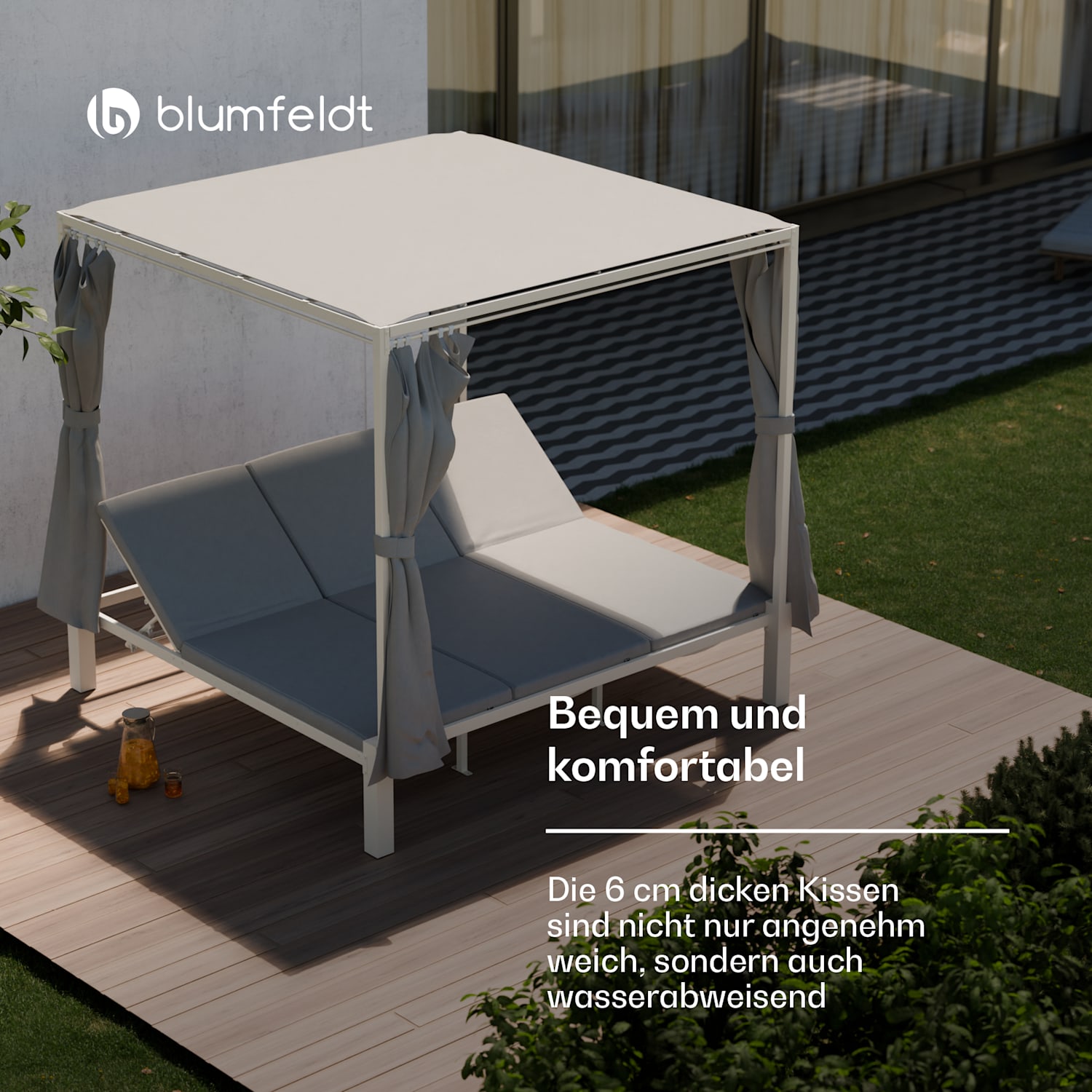 Eremitage Triple Sunbed Sonnenbett | Sonnenschutz | bis zu 3 Personen | Alurahmen | wetterfest 